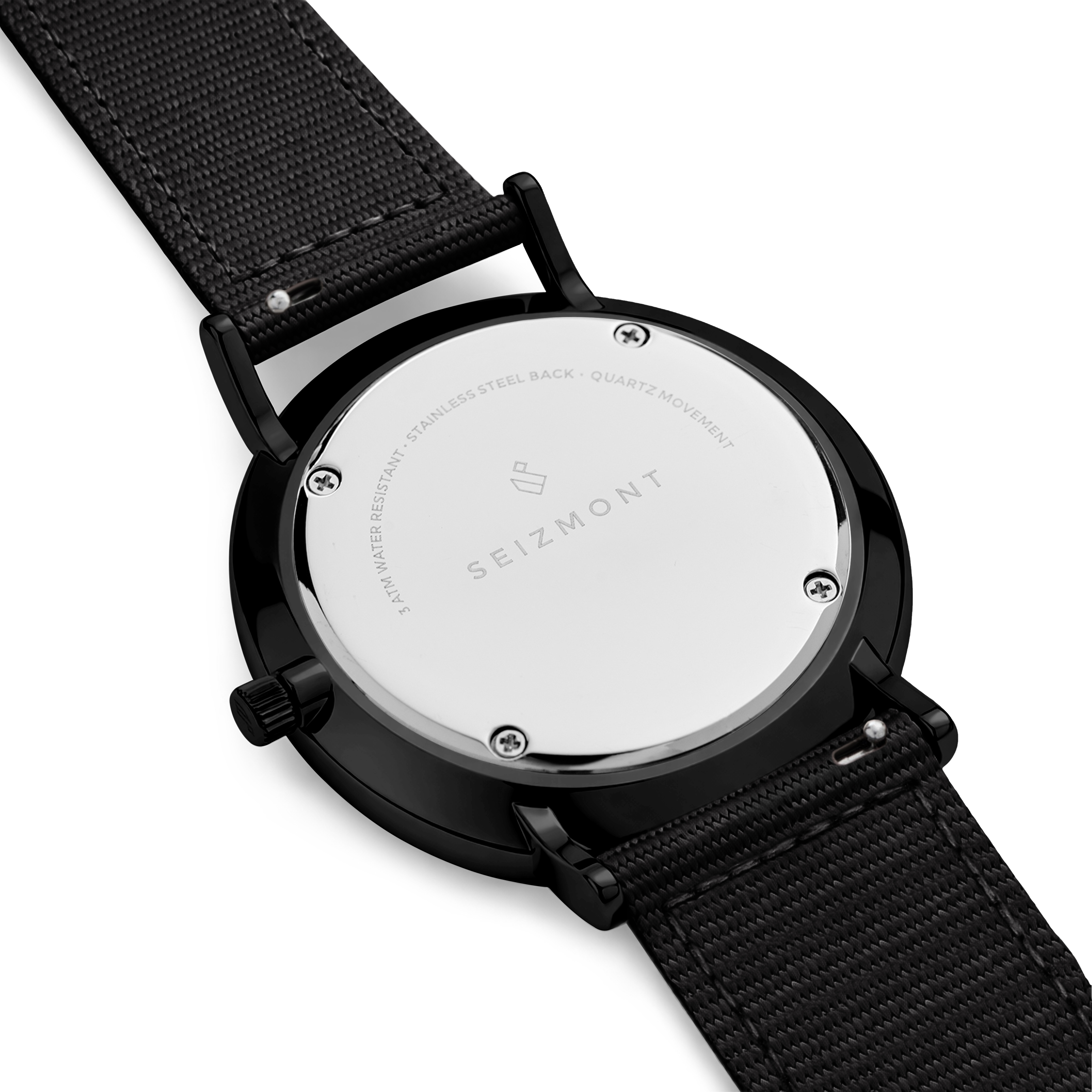 Moment | Μαύρο minimalist dress αναλογικό ρολόι quartz με μαύρο καντράν και μαύρο νάιλον λουράκι - 3