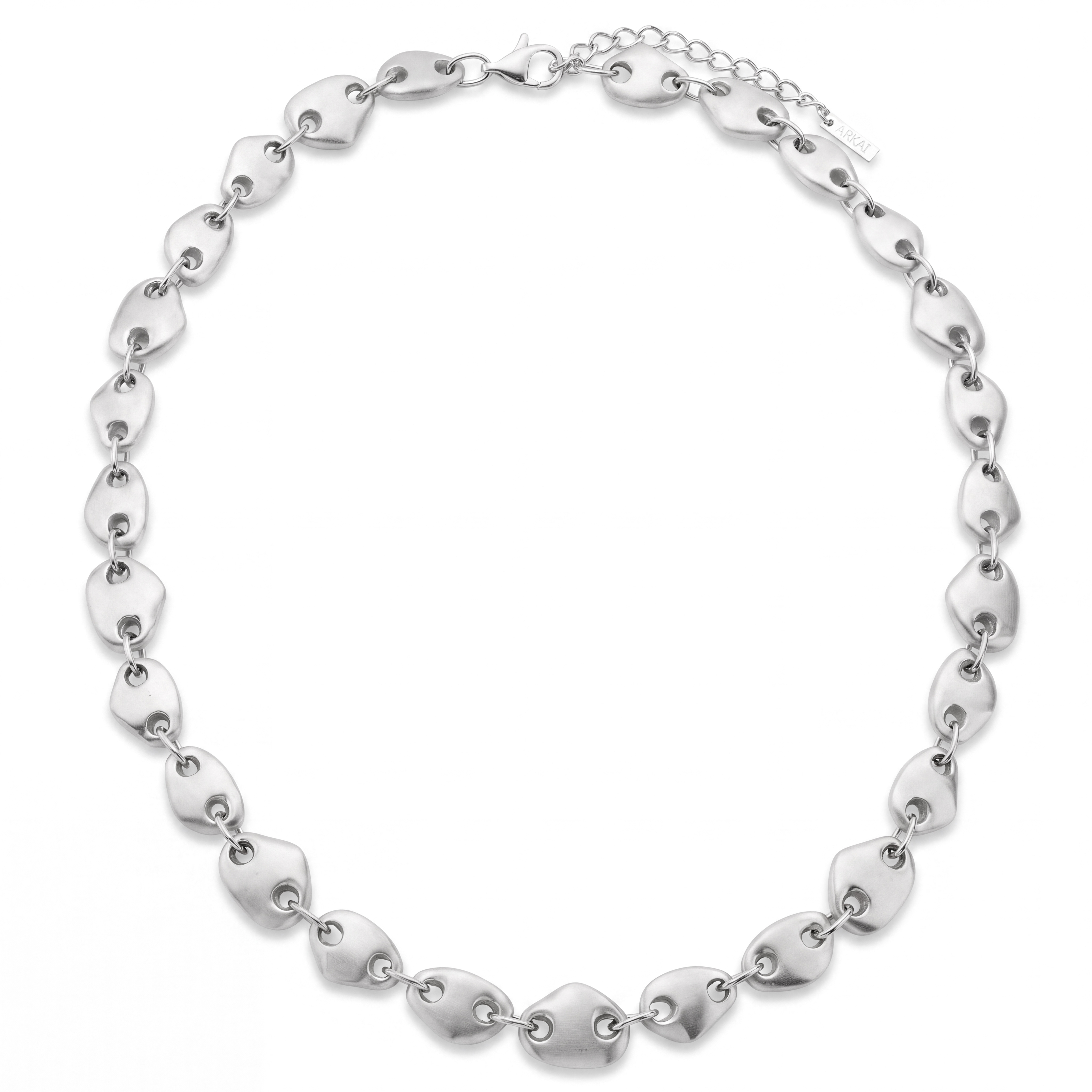 Organic | Collier Cobble en acier inoxydable plaqué argent - 2