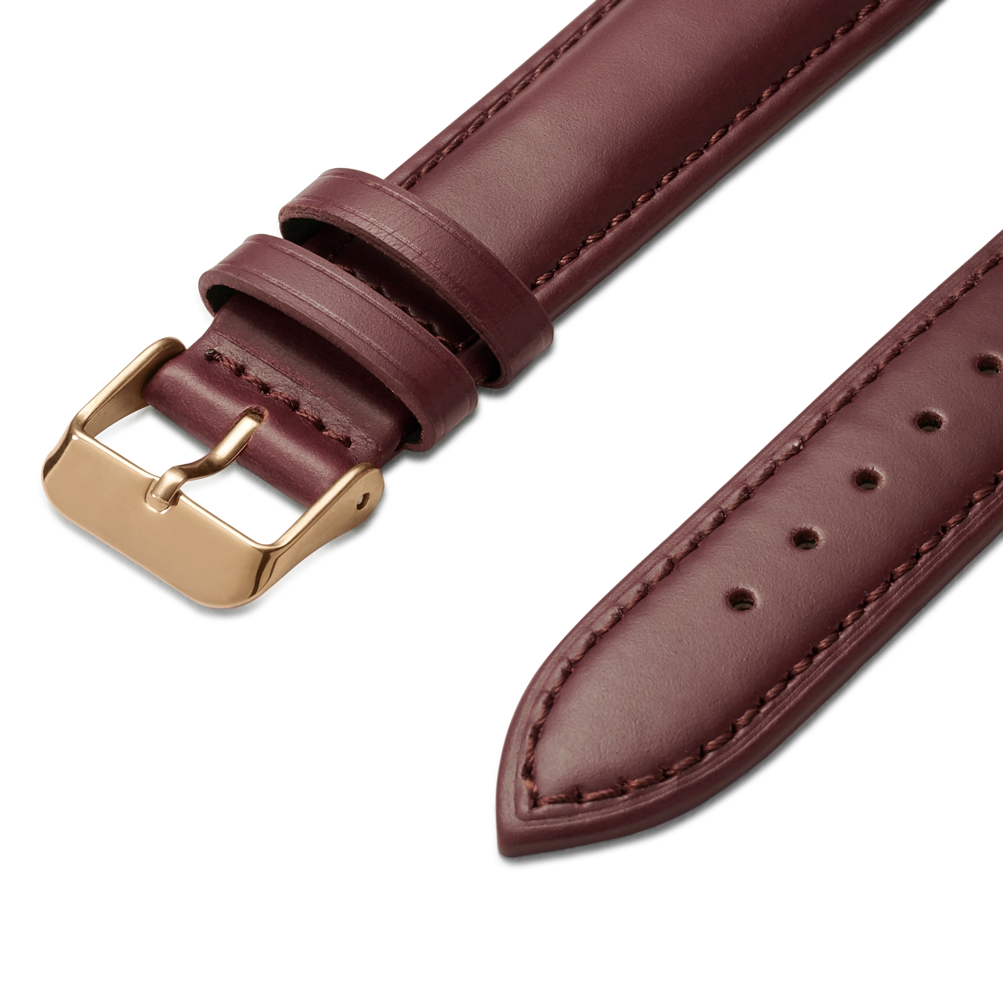 24mm Dark-Brown Leather Watch Strap with Rose Gold-Tone Buckle – Quick Release - 2