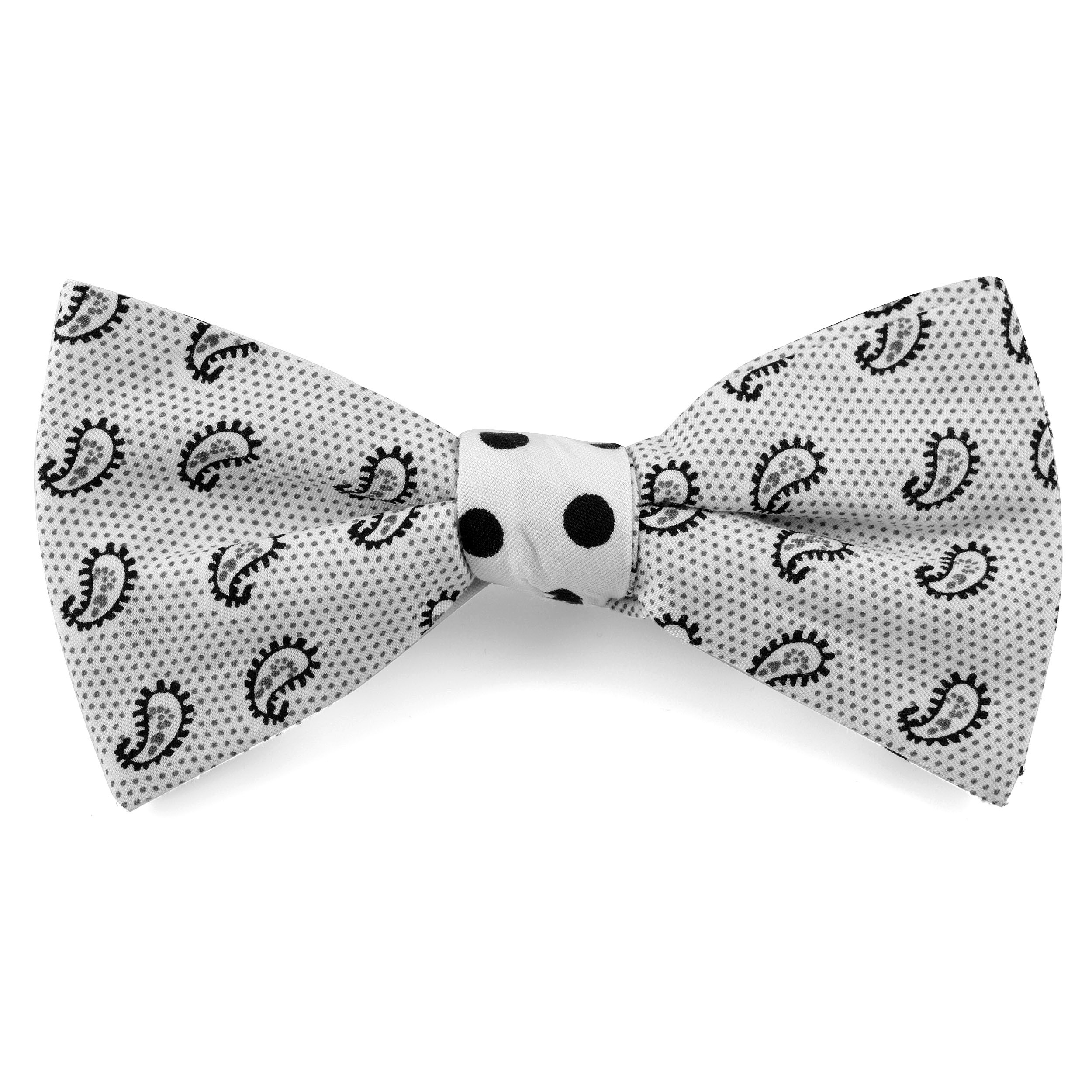 Valge segakujundusega puuvillane eelseotud kikilips - 1