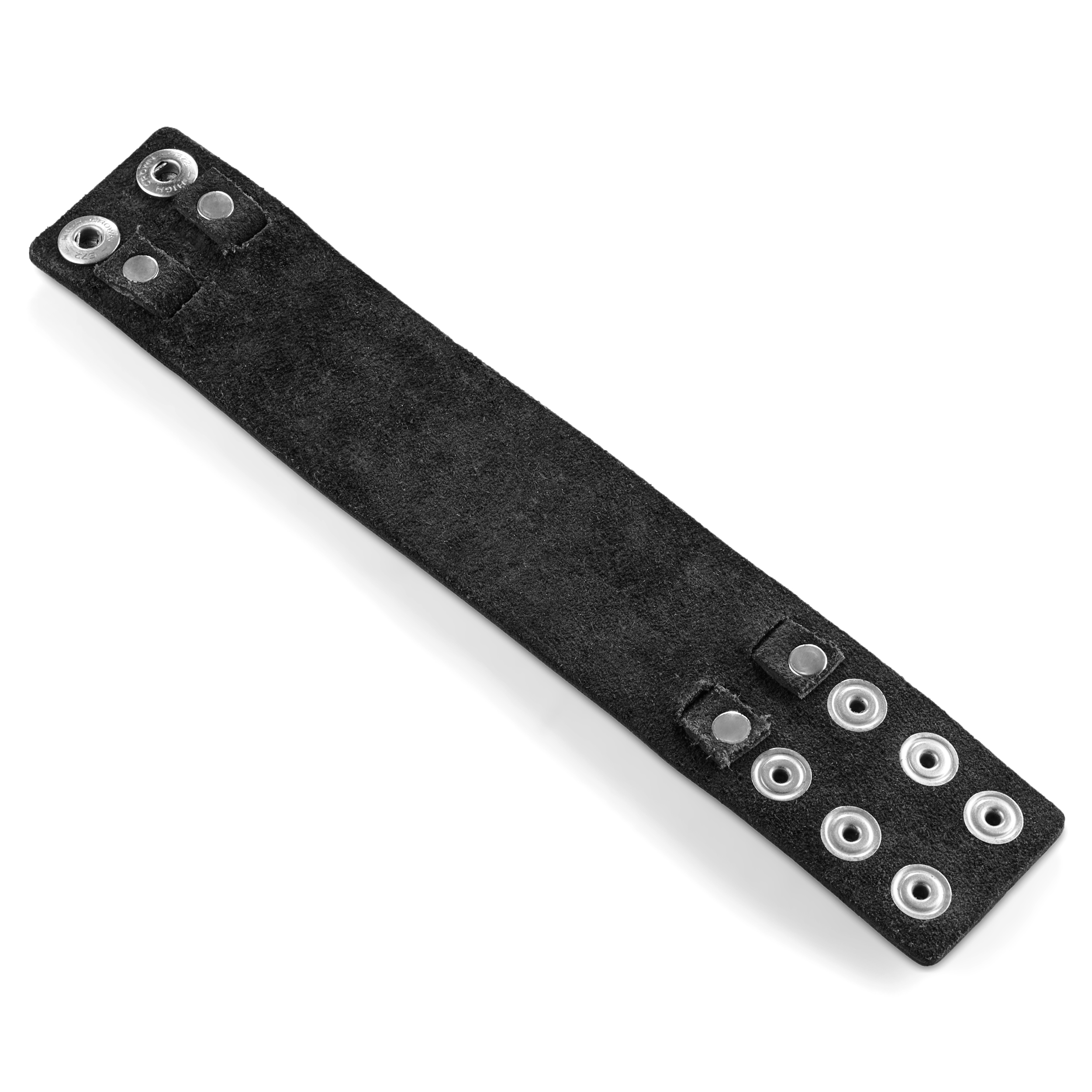 Gladius | Chunky Black Full Grain Buffalo Leather Bracelet - 6