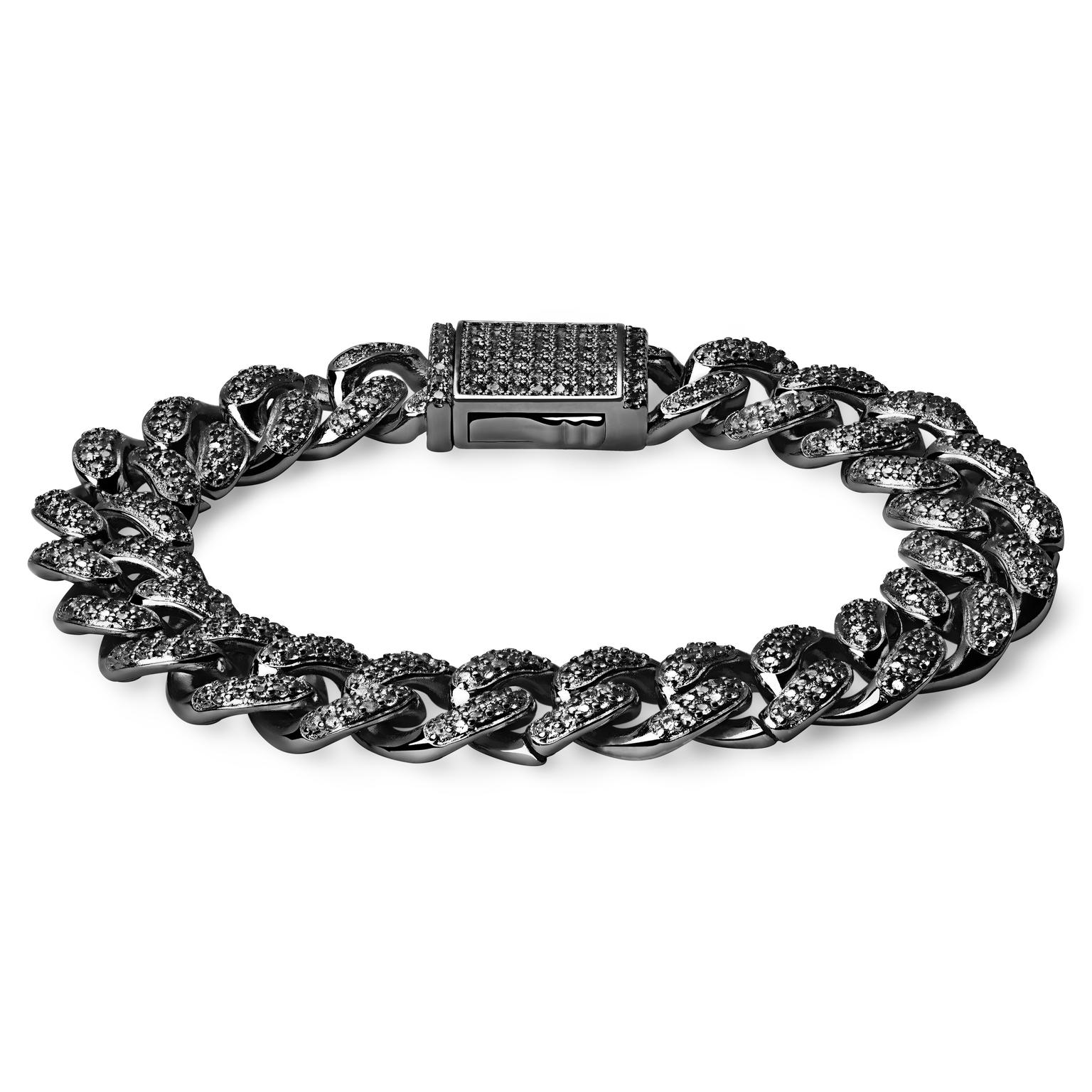 Nicos | 12mm アイスブラック キューバンチェーンジルコニア ブレスレット Nicos | 12mm アイスブラック キューバンチェーンジルコニア ブレスレット