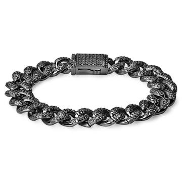 Nicos | 12 mm Iced Black Cuban Chain Zirconia Bracelet Nicos | 12 mm Iced Black Cuban Chain Zirconia Bracelet