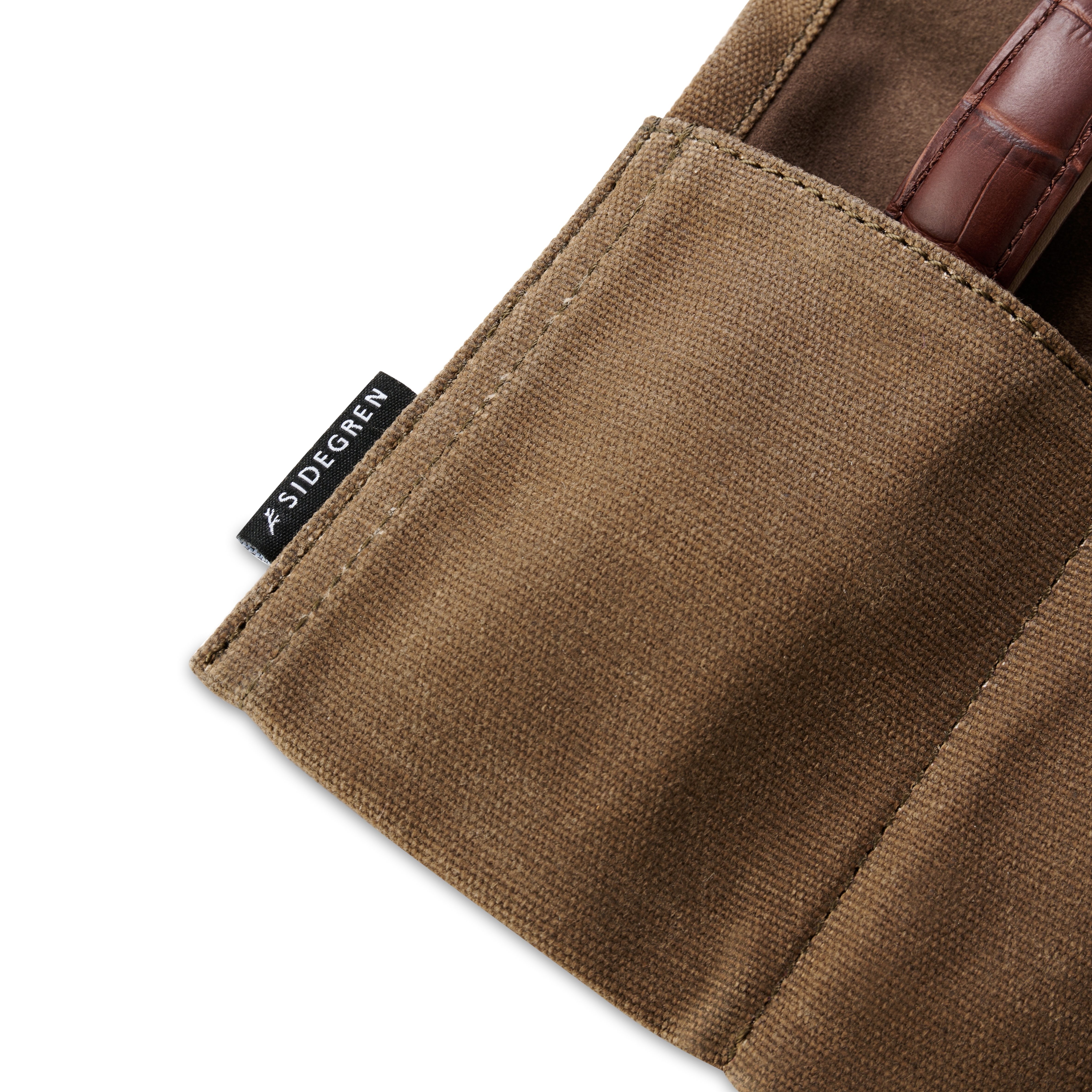 Custodia porta orologi a tre scomparti in tela cerata verde oliva - 5