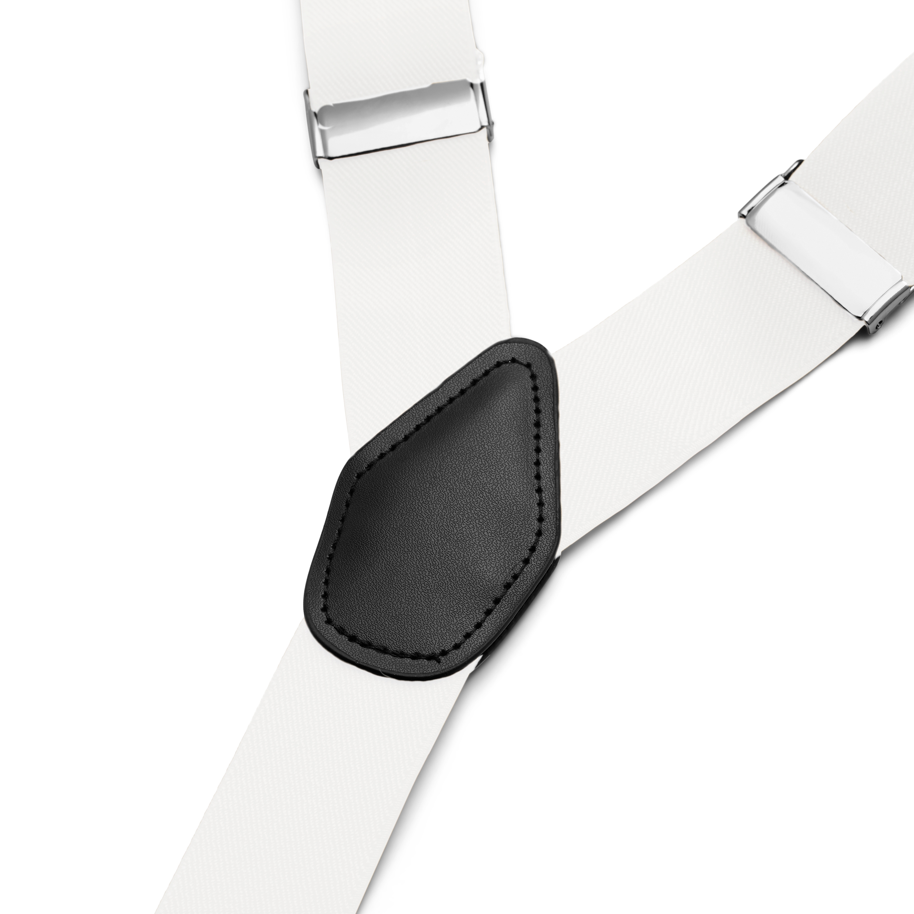 Wide White Clip-On Braces  - 2