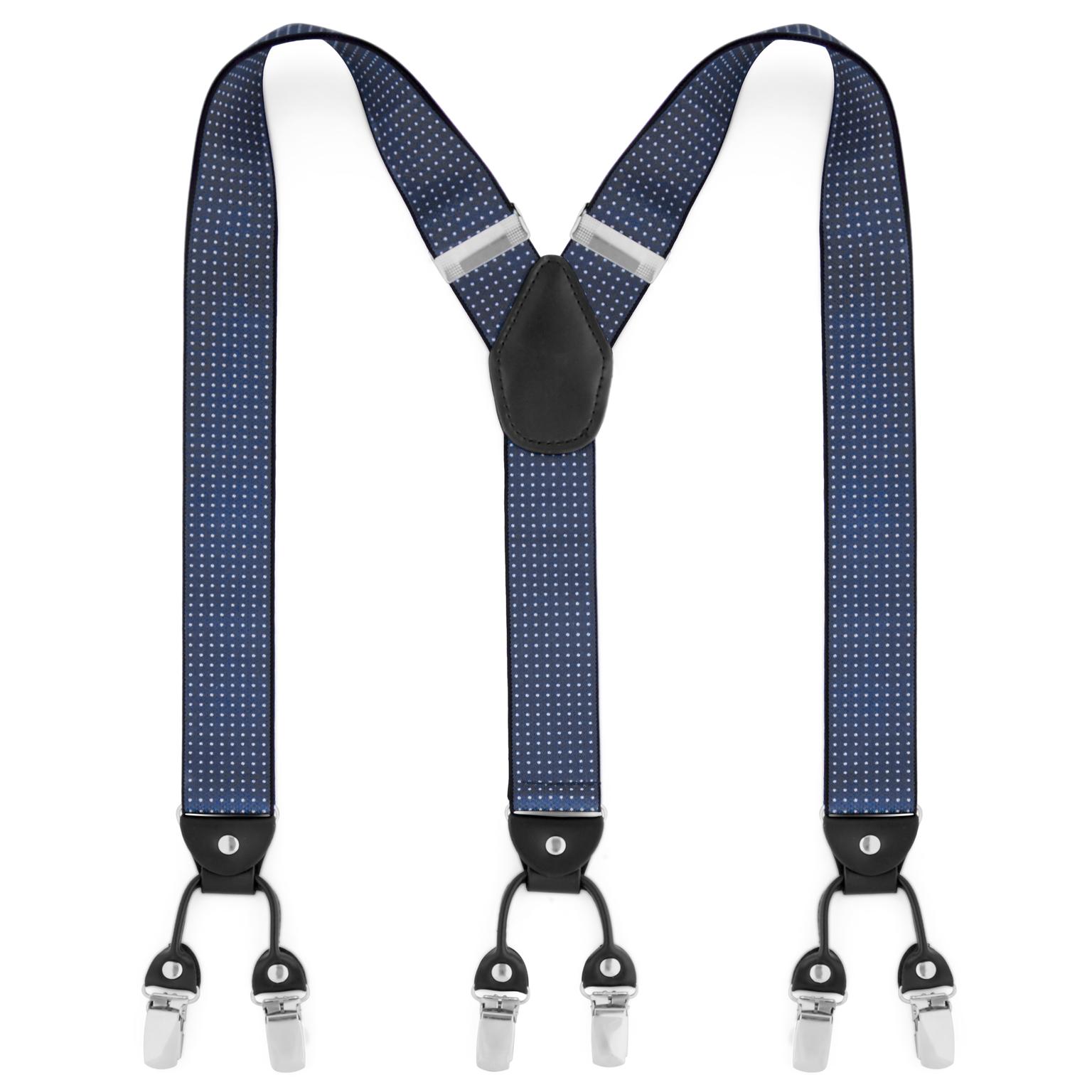 Azure Blue & White Polka Dot Clip-On Braces Azure Blue & White Polka Dot Clip-On Braces