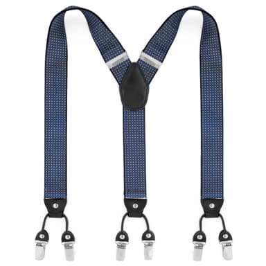 Wide Polka Dot Navy Clip-On Braces Wide Polka Dot Navy Clip-On Braces