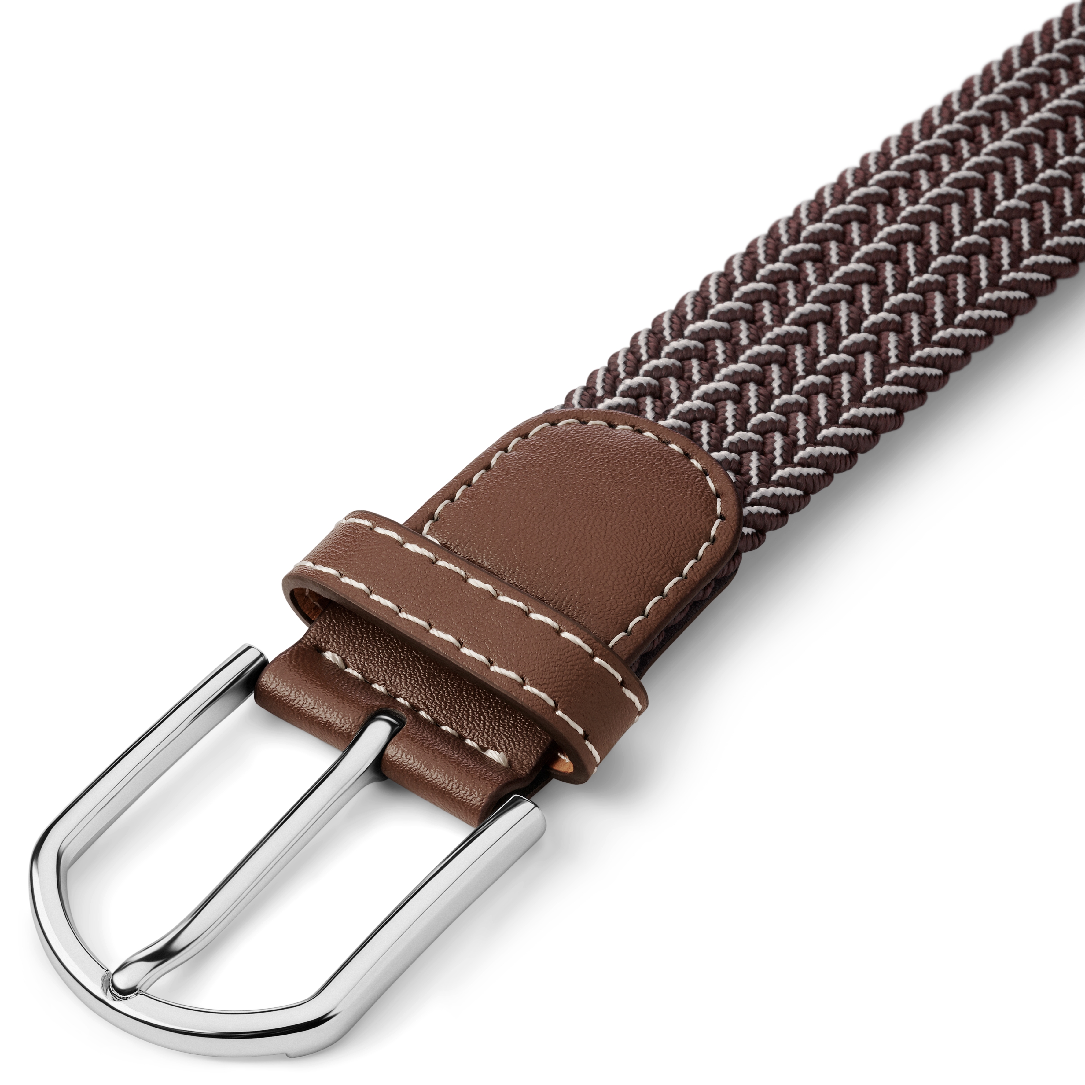 Brauner und weißer elastischer gestrickter Canvas-Gürtel - 4