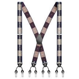 Vexel | Navy Checker-Patterned X-back Suspenders