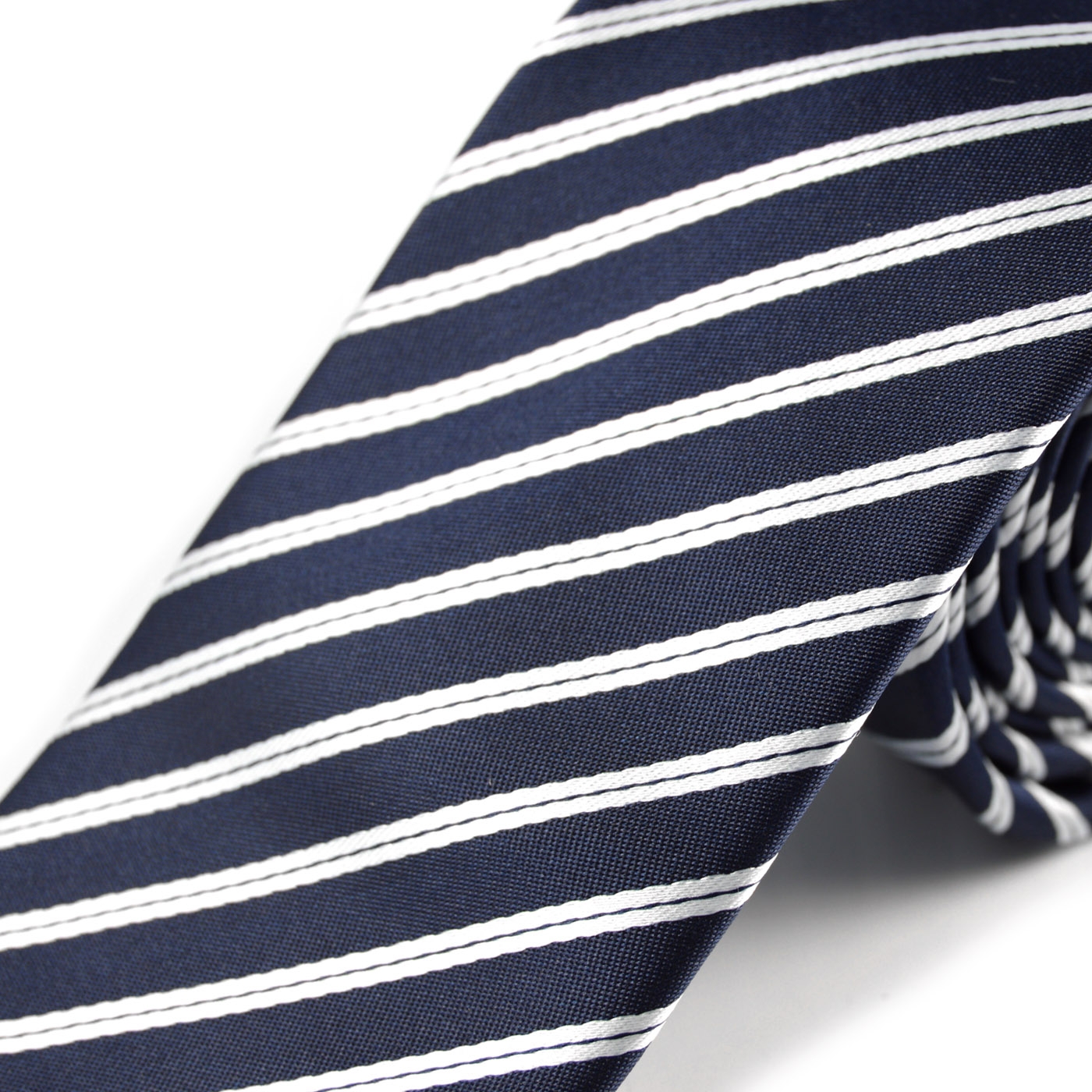 Navy & White Microfiber Tie - 2