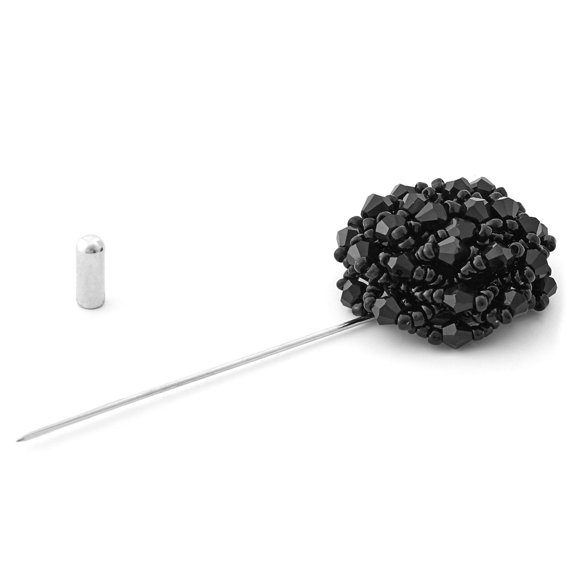 Polierte Schwarze Blumen Reversnadel - 2