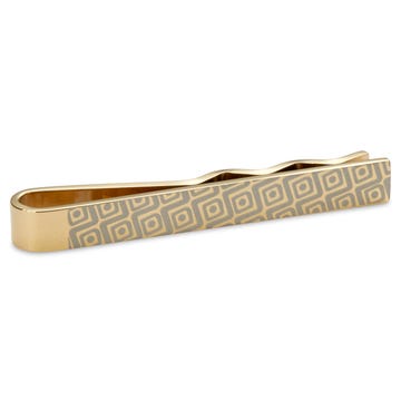 Geo Remix | Gold-Tone & Grey Patterned Stainless Steel Tie Bar