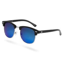 Silver-Tone, Black & Sky Blue Sunglasses