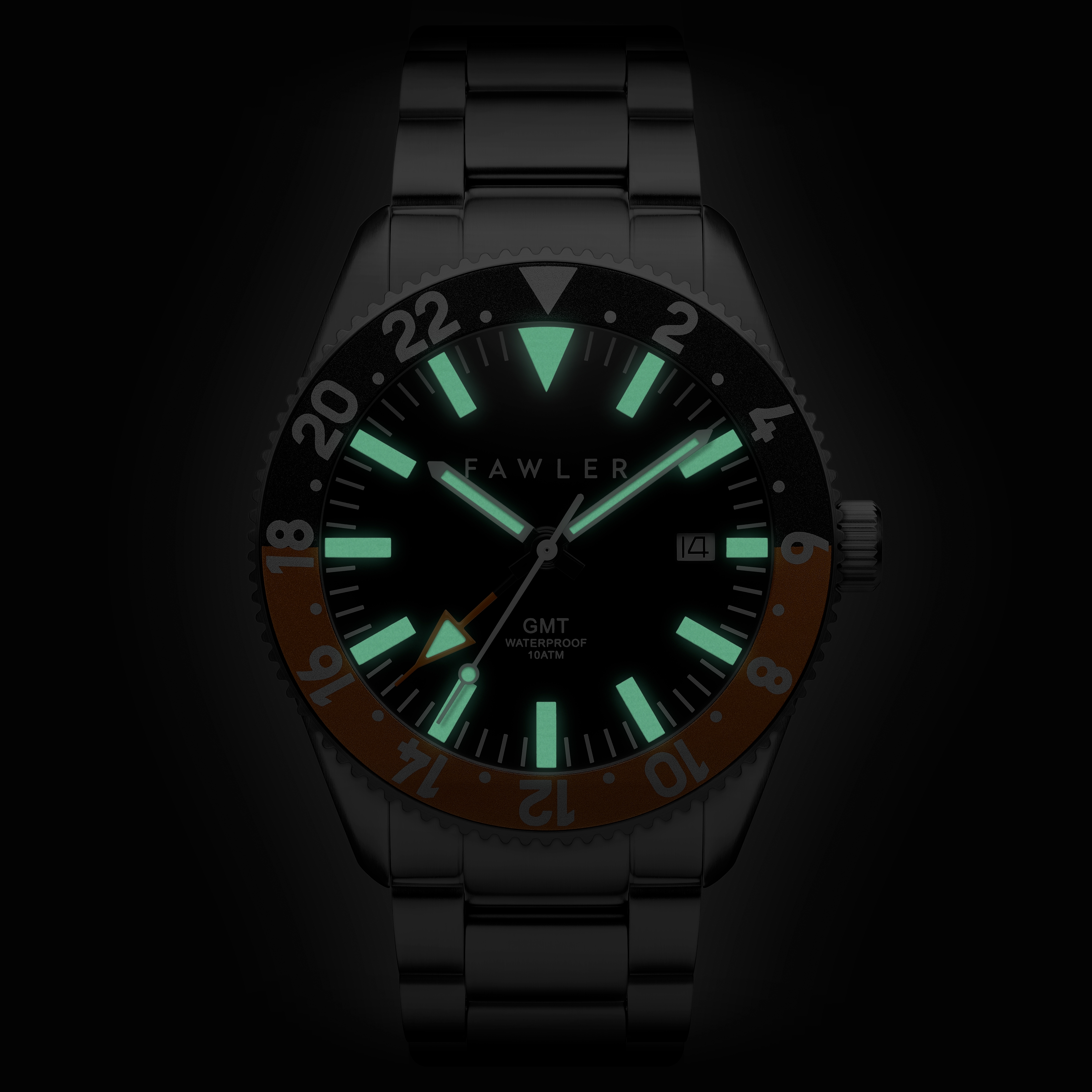 Métier II | Orangene GMT-Uhr aus Edelstahl - 4