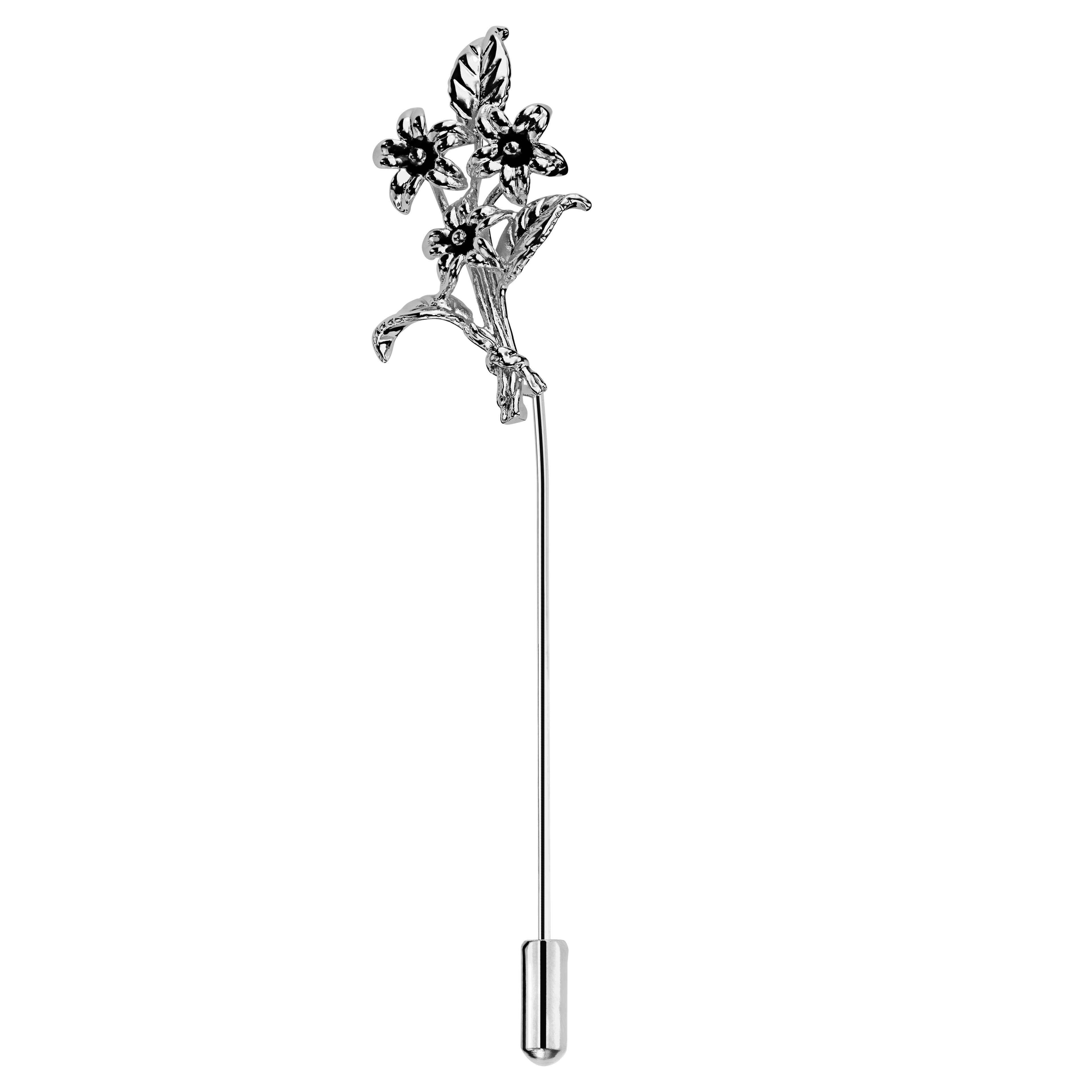 Silver-Tone Bouquet Lapel Pin