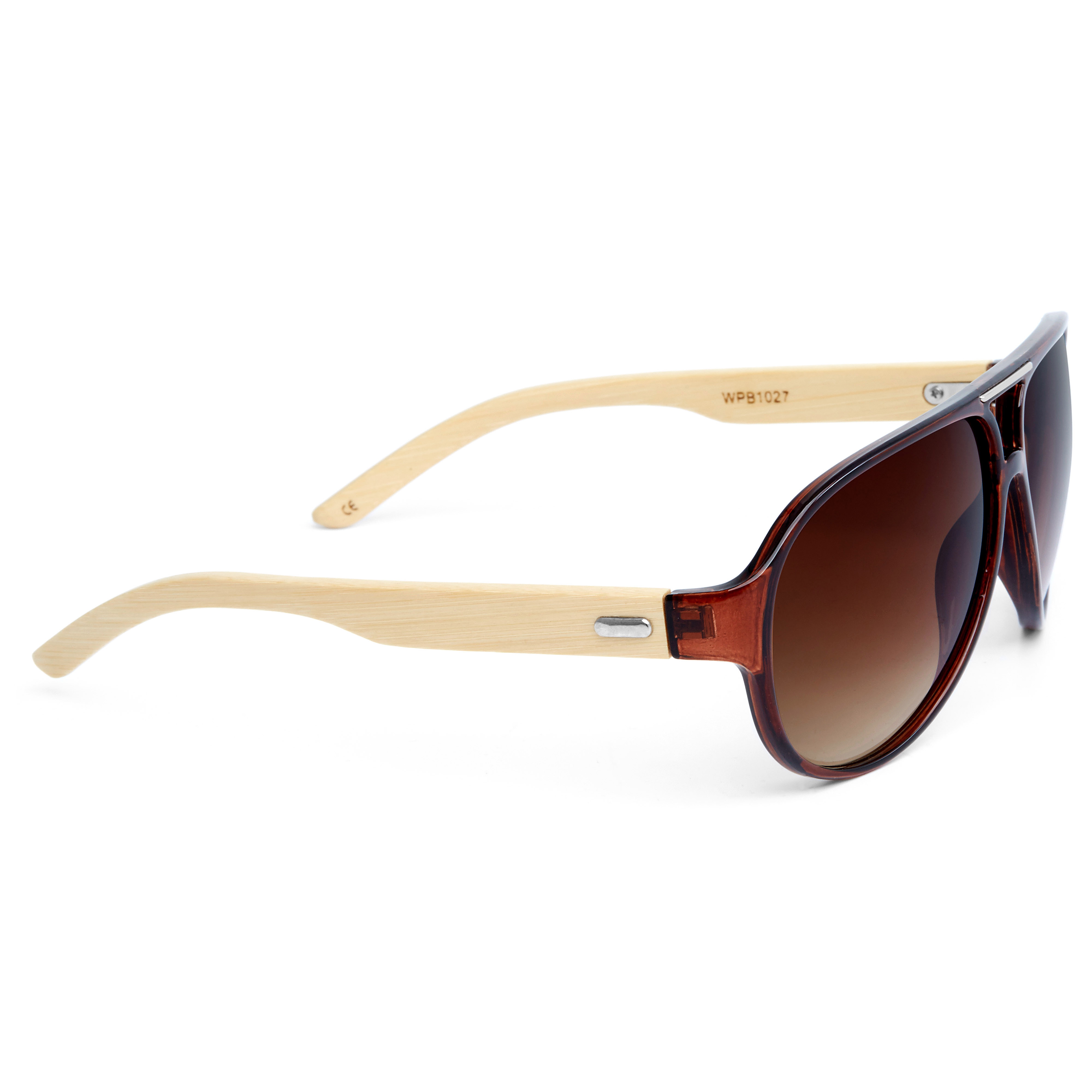 Brown Gradient Bamboo Wood Sunglasses - 3