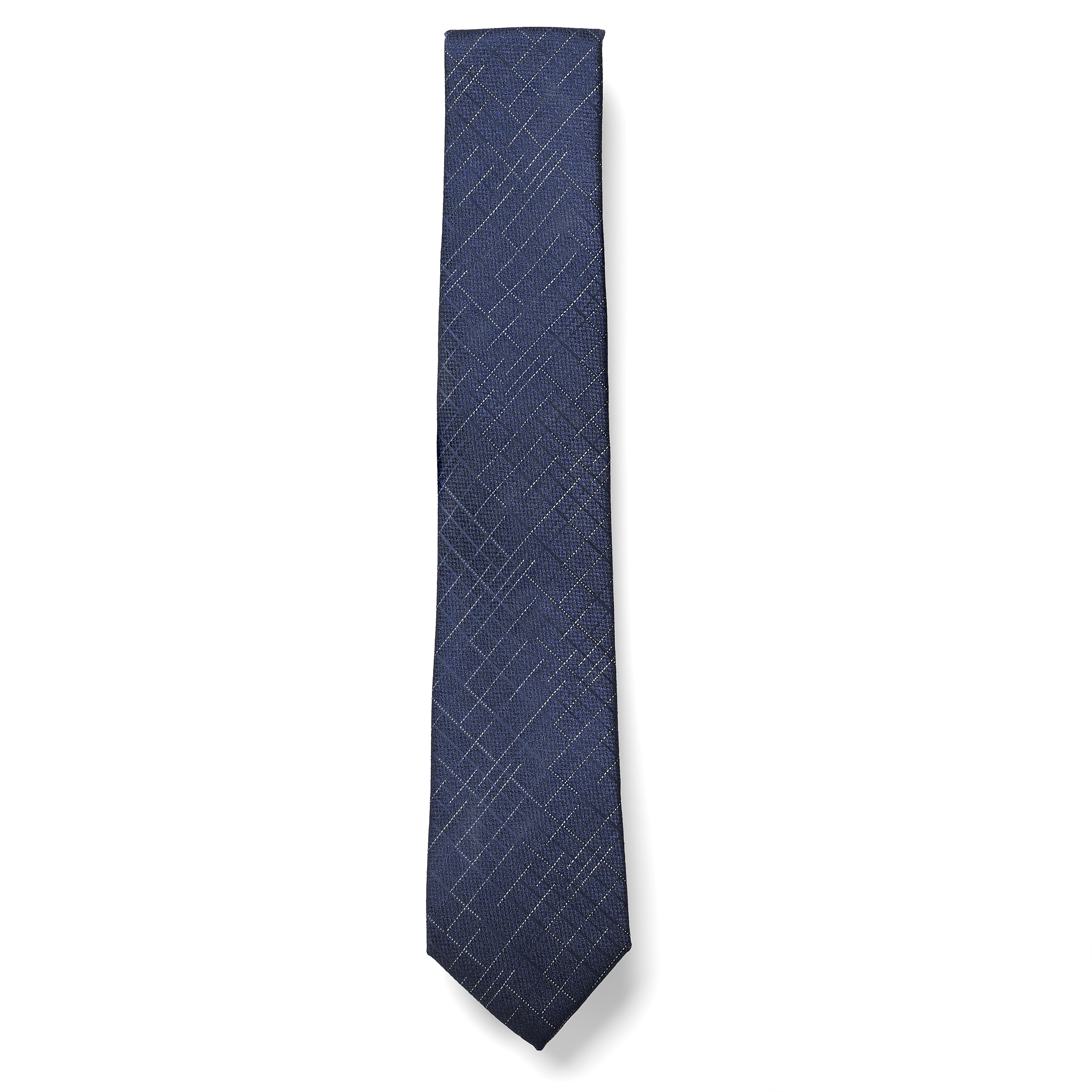 Royal Blue Irregular Chequered Necktie - 1