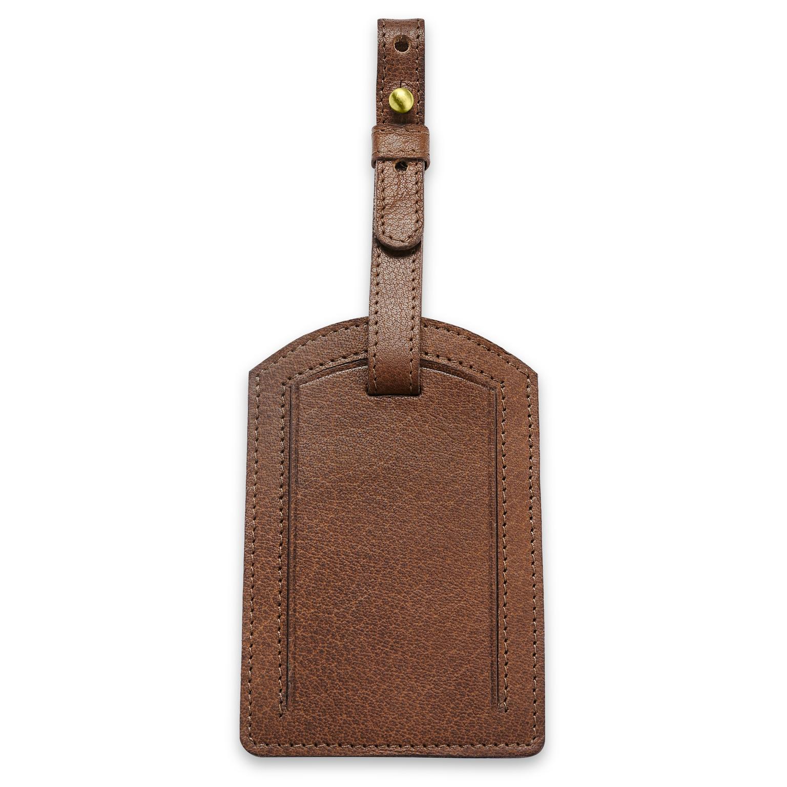 Luggage Tag | Dark Brown Full-Grain Buffalo Leather | Rounded Luggage Tag | Dark Brown Full-Grain Buffalo Leather | Rounded