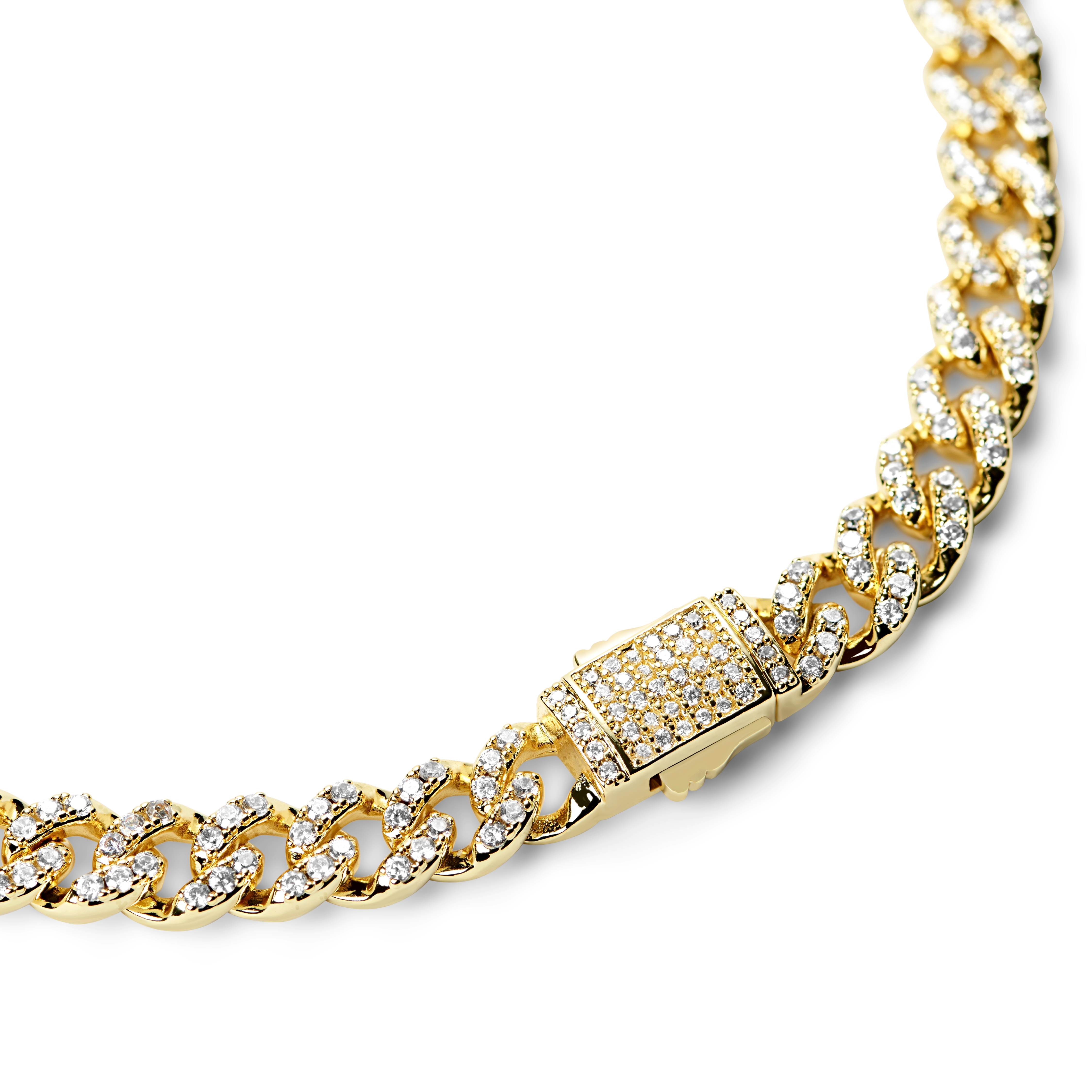 Nicos | 1/3" (8 mm) Iced Gold-tone Cuban Chain Zirconia Necklace - 3