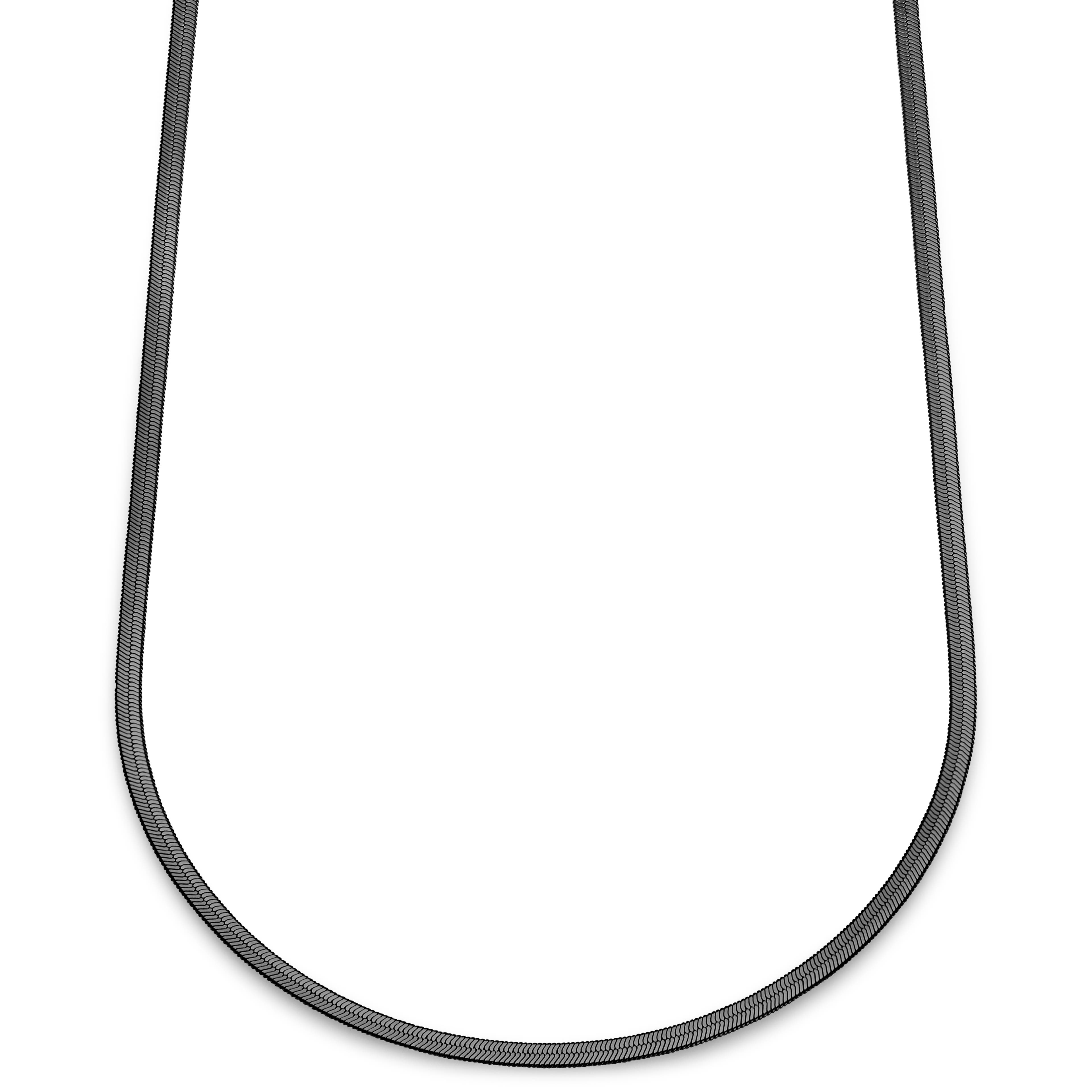 Essentials | 1/5" (4 mm) Gunmetal Black Herringbone Chain Necklace