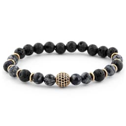 Bracciale Elasticizzato Con Pietre Laviche E 7 Chakra - Unisex, Fatto A Mano