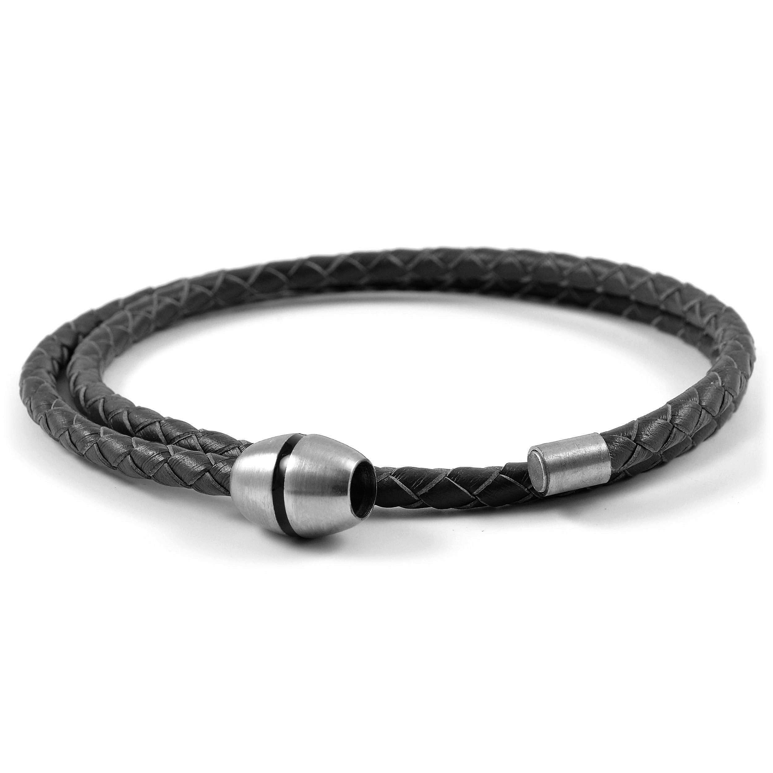 Black Bolo Twisted Leather Bracelet - 4