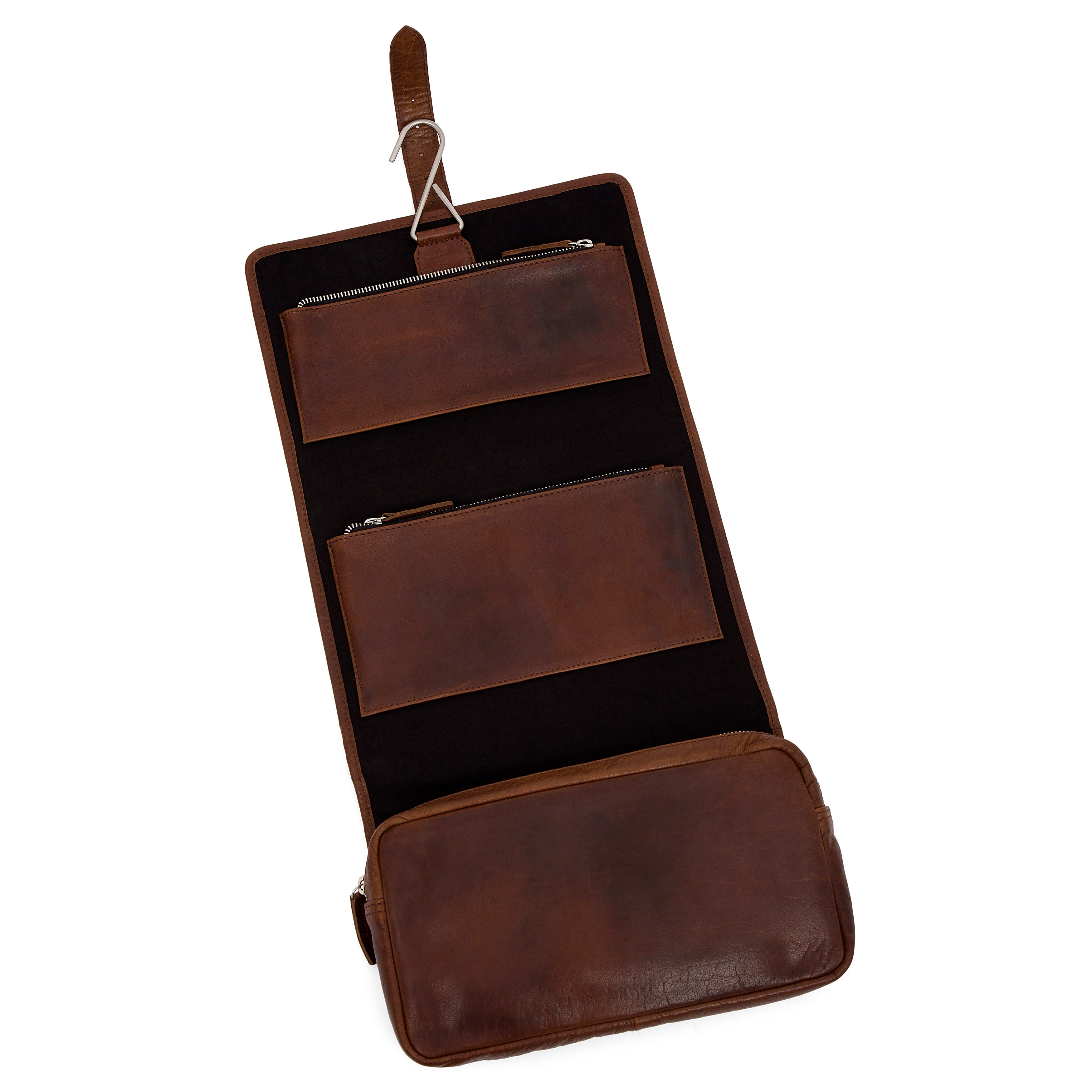 Montreal závesná svetlo hnedá kožená kozmetická taška - 6