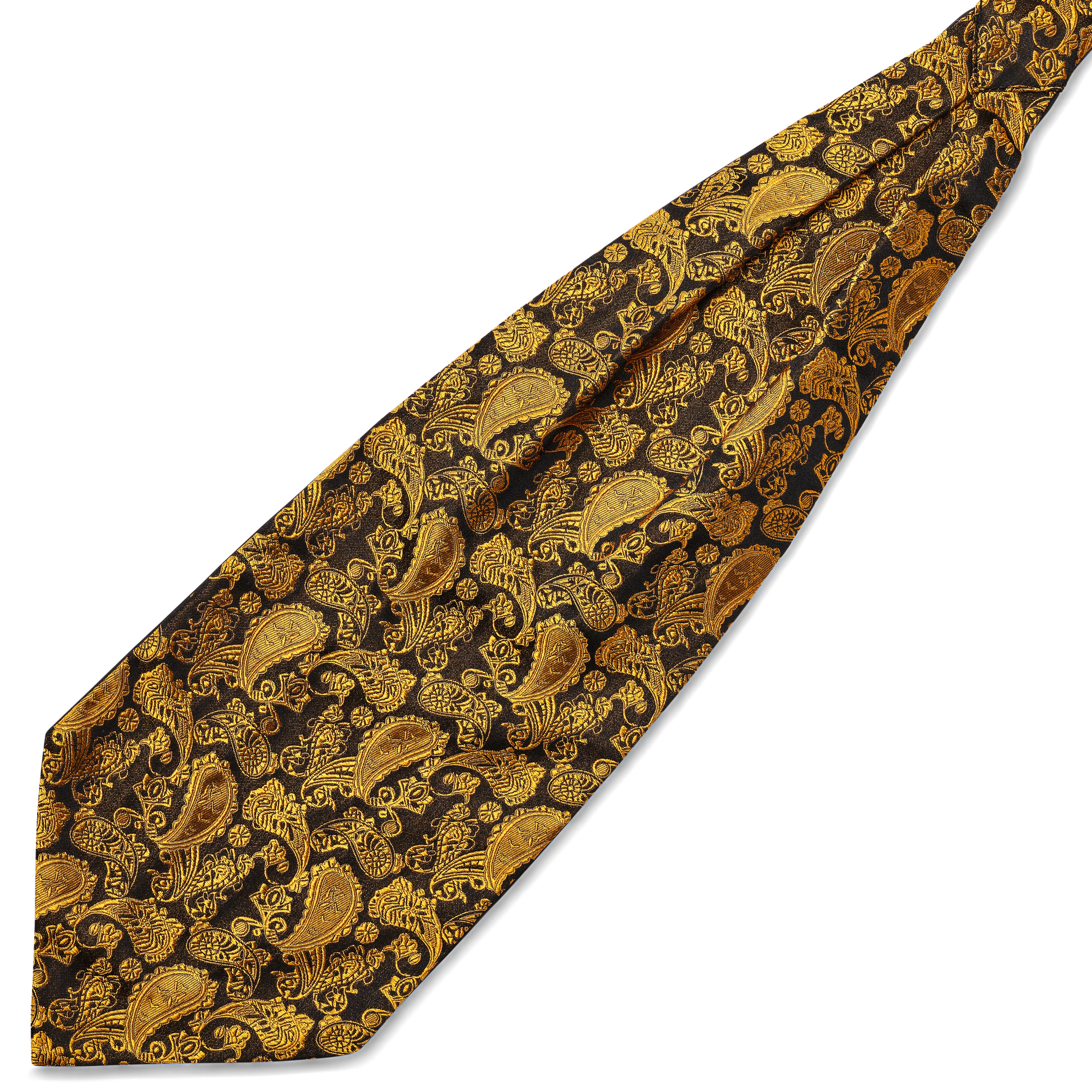 GOLD & BROWN PAISLEY Pattern Silk Ascot GOLD & BROWN PAISLEY Pattern Silk Ascot
