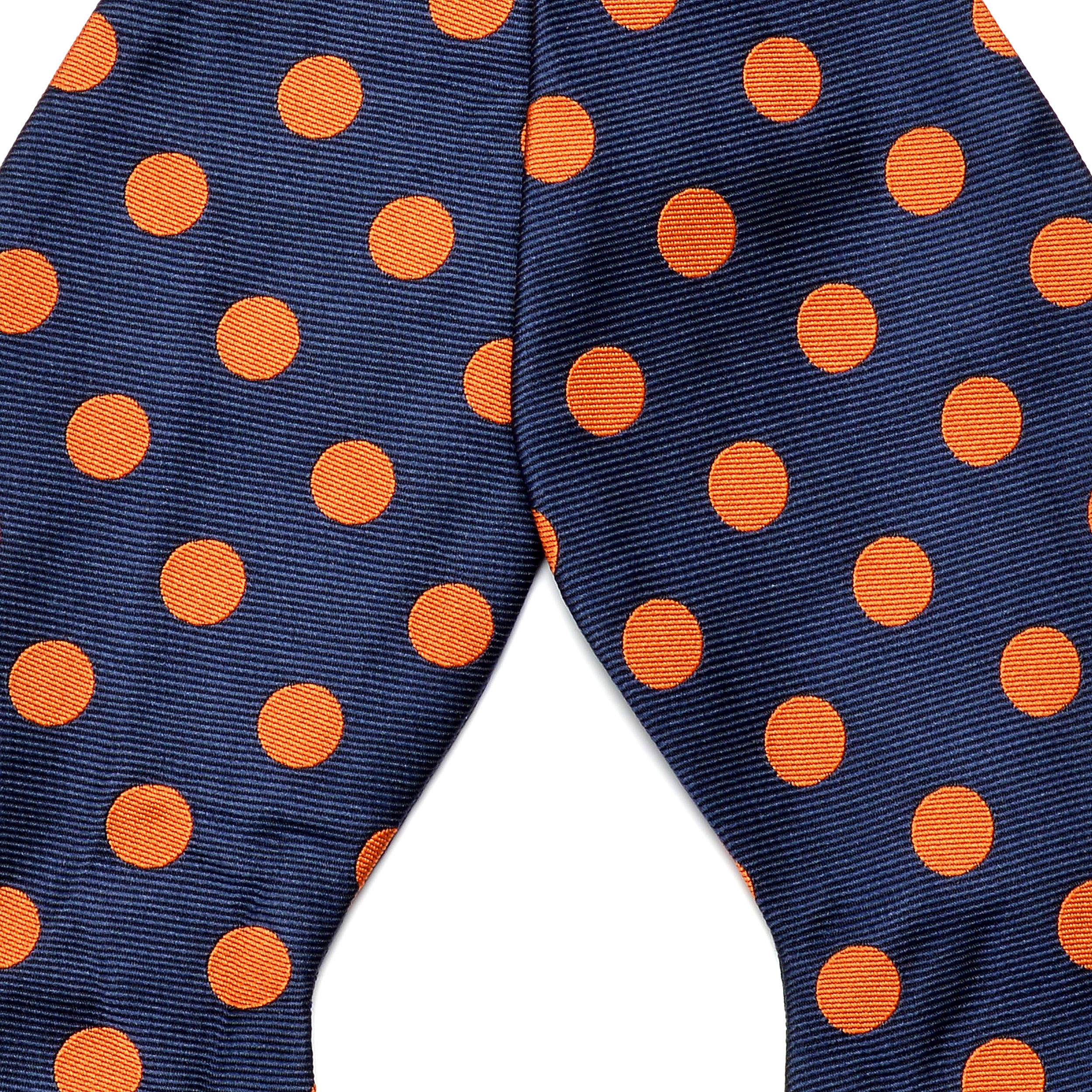 Navy Blue & True Orange Polka Dot Silk Self-Tie Bow Tie - 2