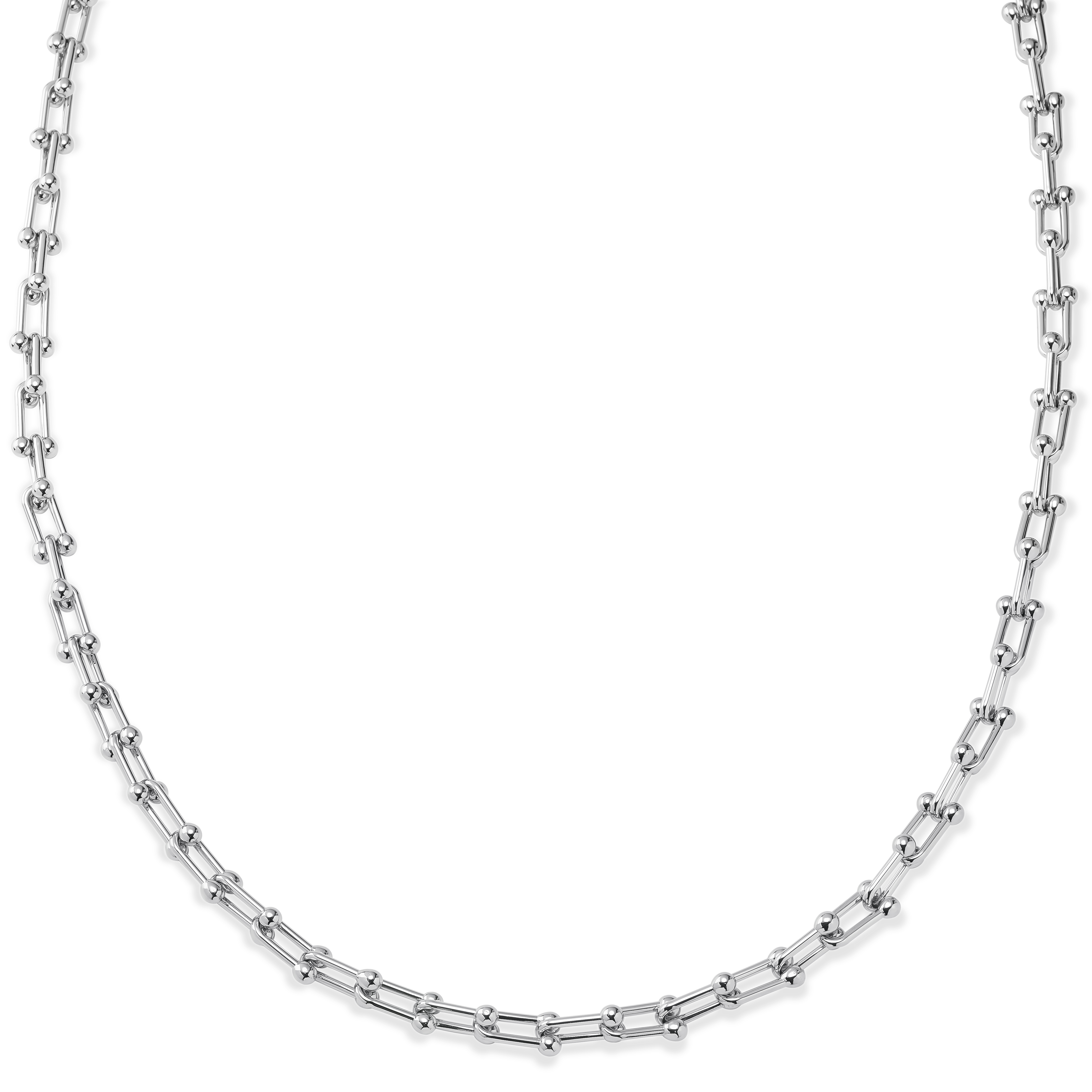 New Classics | Ezüst tónusú rozsdamentes acél gemkapocs gyöngy lánc nyaklánc 7 mm