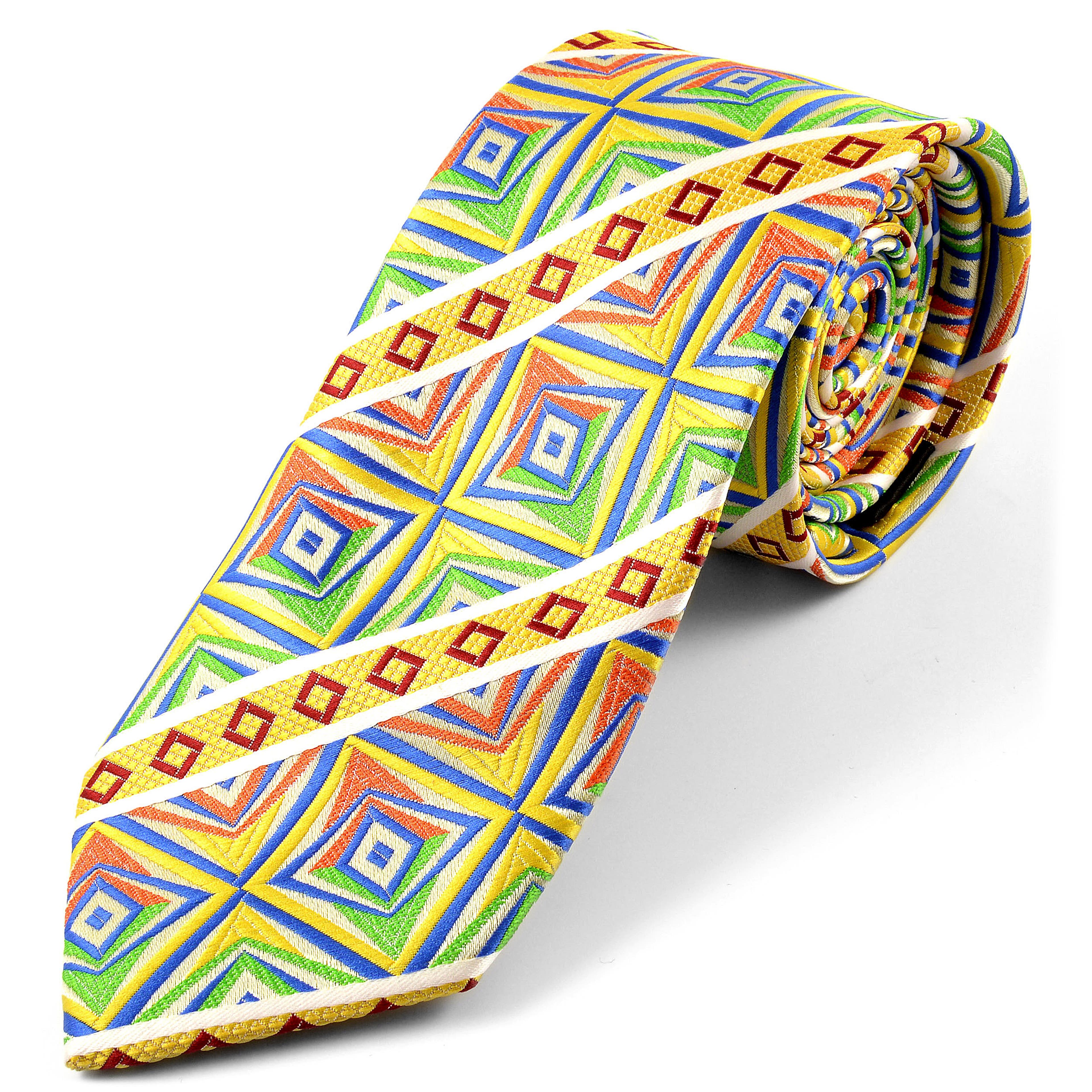 Vibrant Multicolor Patterned Silk Tie