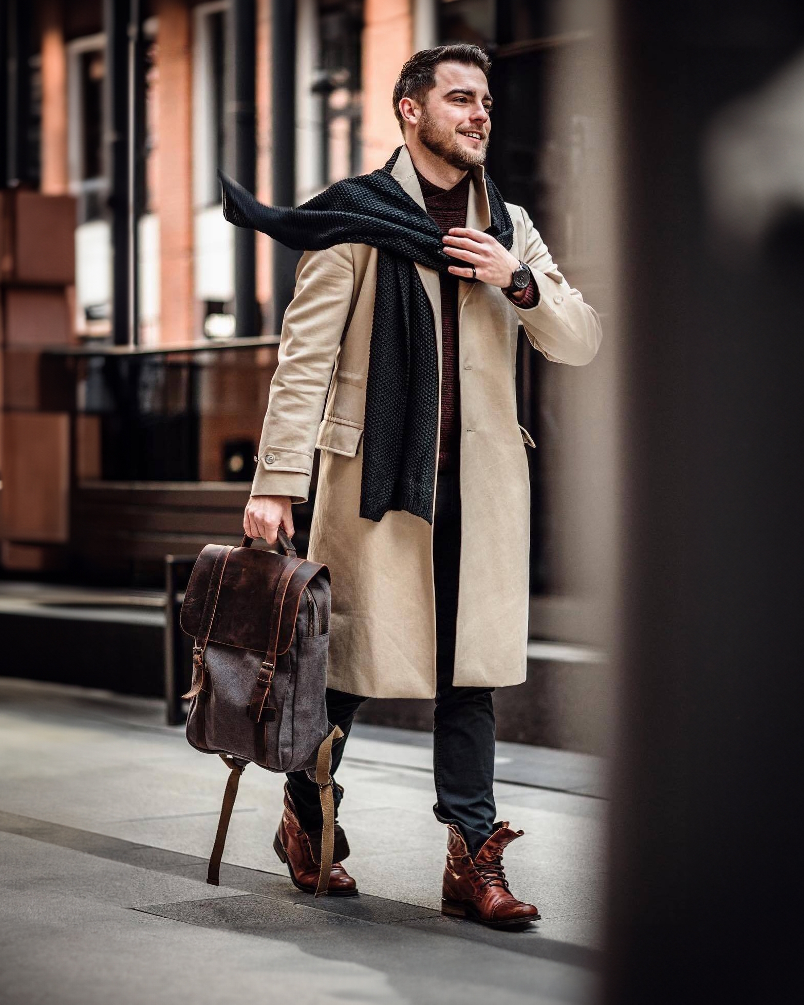 【関税込み】Fabio Scarf in Black Wool Mix COS Printed Wool Scarf in BLACK / GREY | endource