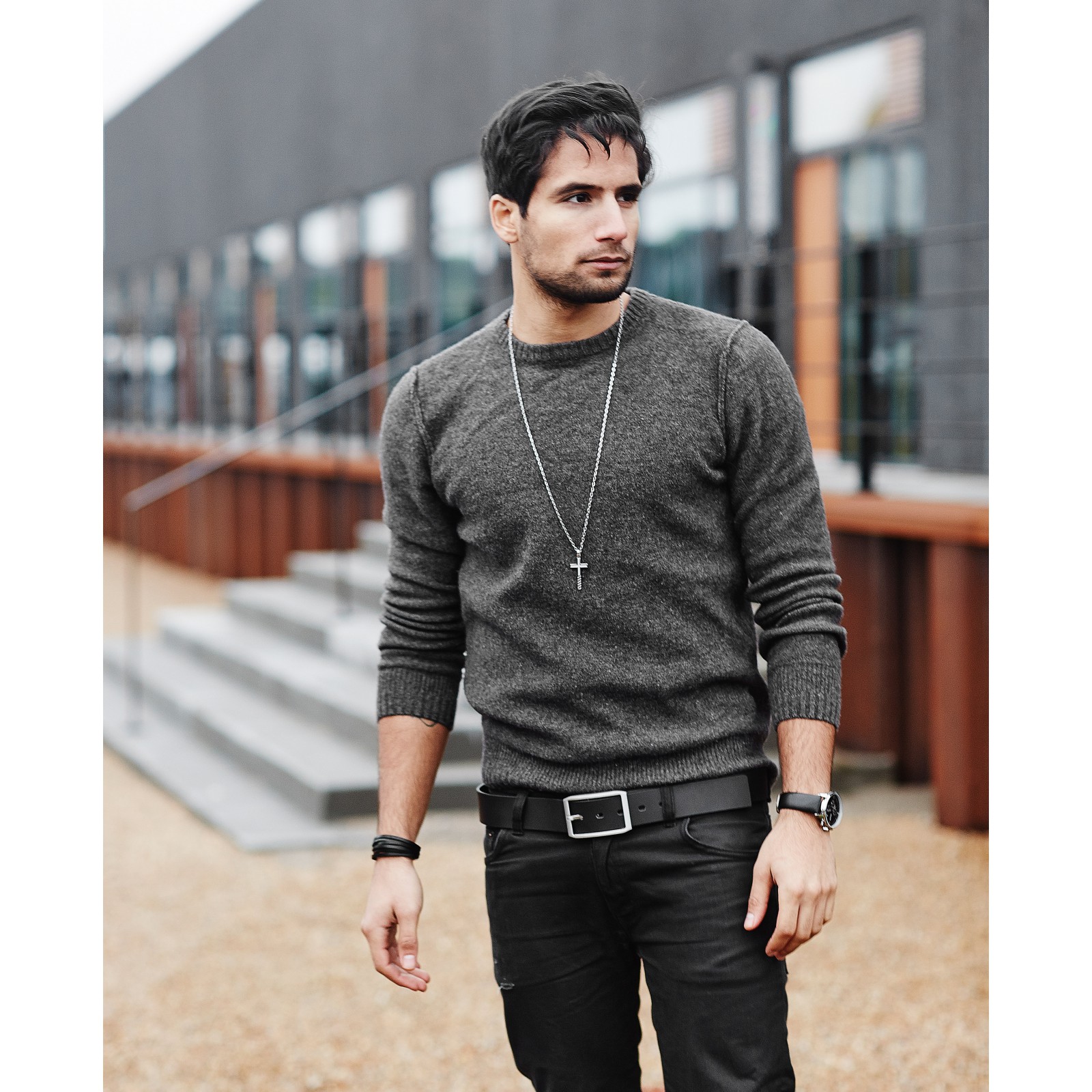 Black & Stainless Steel Six Cord Bracelet - 5