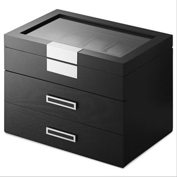 30 Slot Black Veneer Watch Display Box 30 Slot Black Veneer Watch Display Box