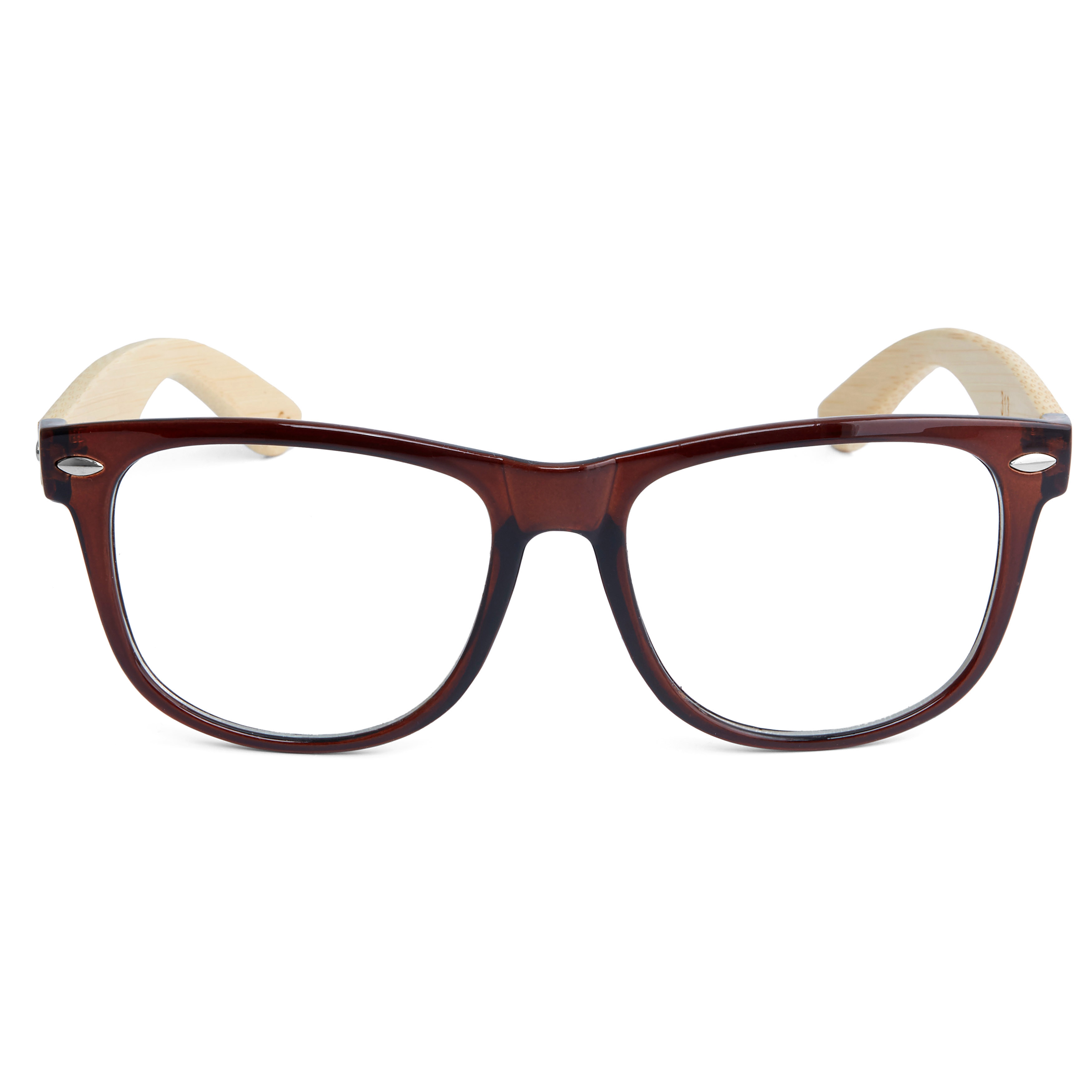 Brown Bamboo Clear Glasses - 1