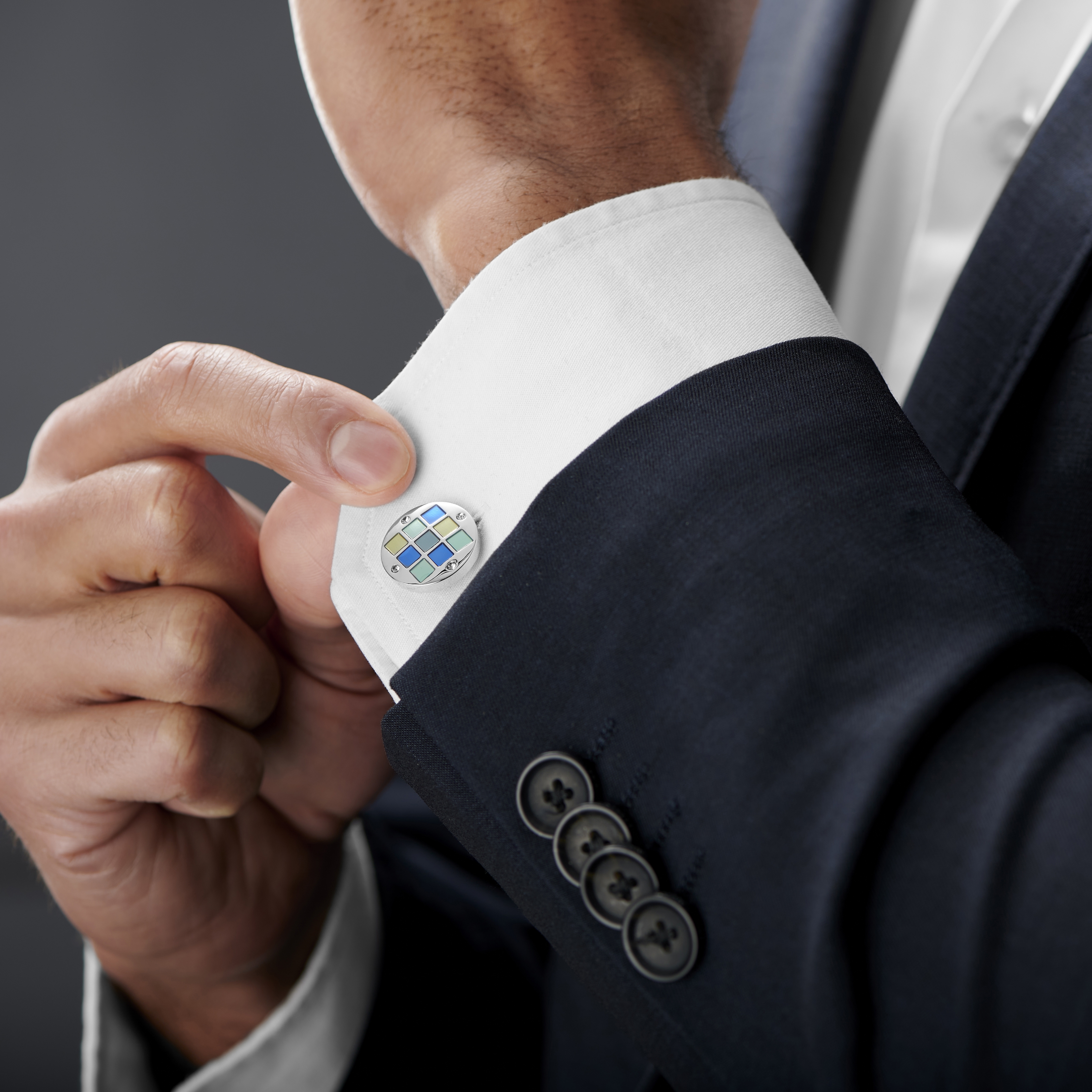 Aquablauwe vierkante manchetknopen - 3