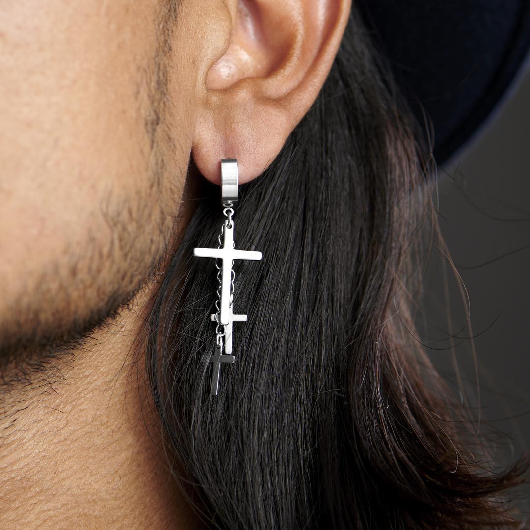 Orecchino con trio di croci color argento | Disponibile! | Fort Tempus