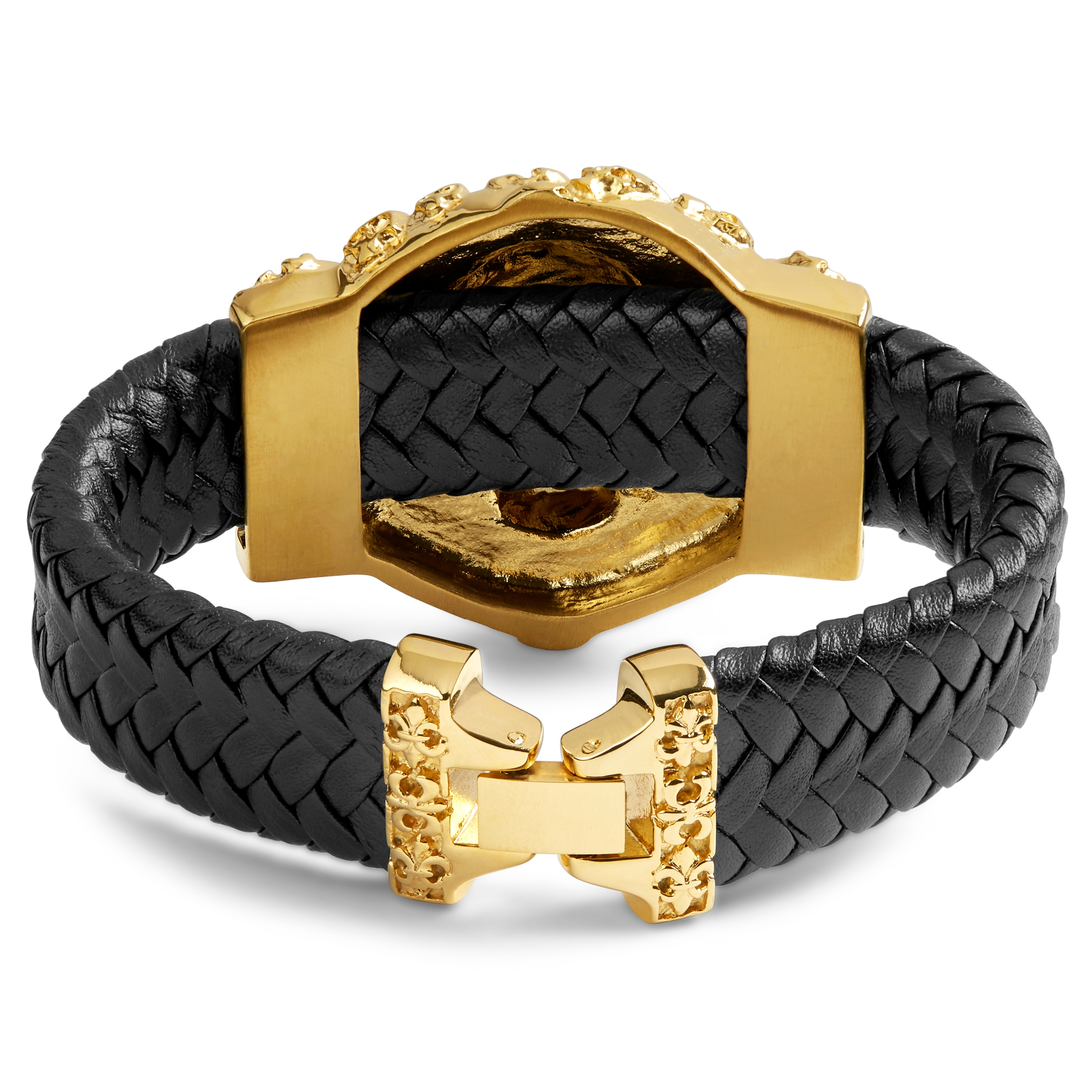 Kullanvärinen pääkalloaiheinen nahkaranneke - 2