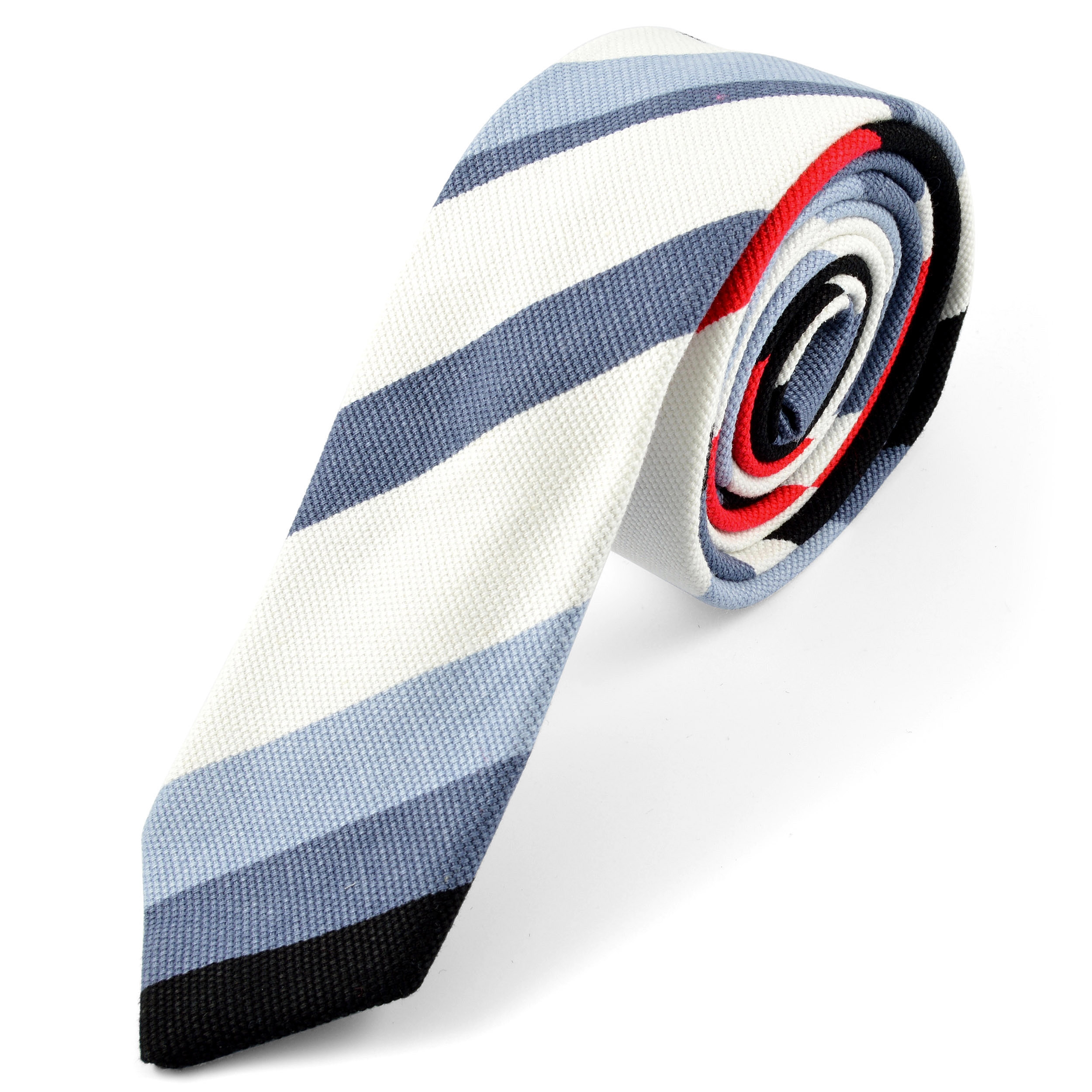 Blauw en Witte Linnen Stropdas - 1