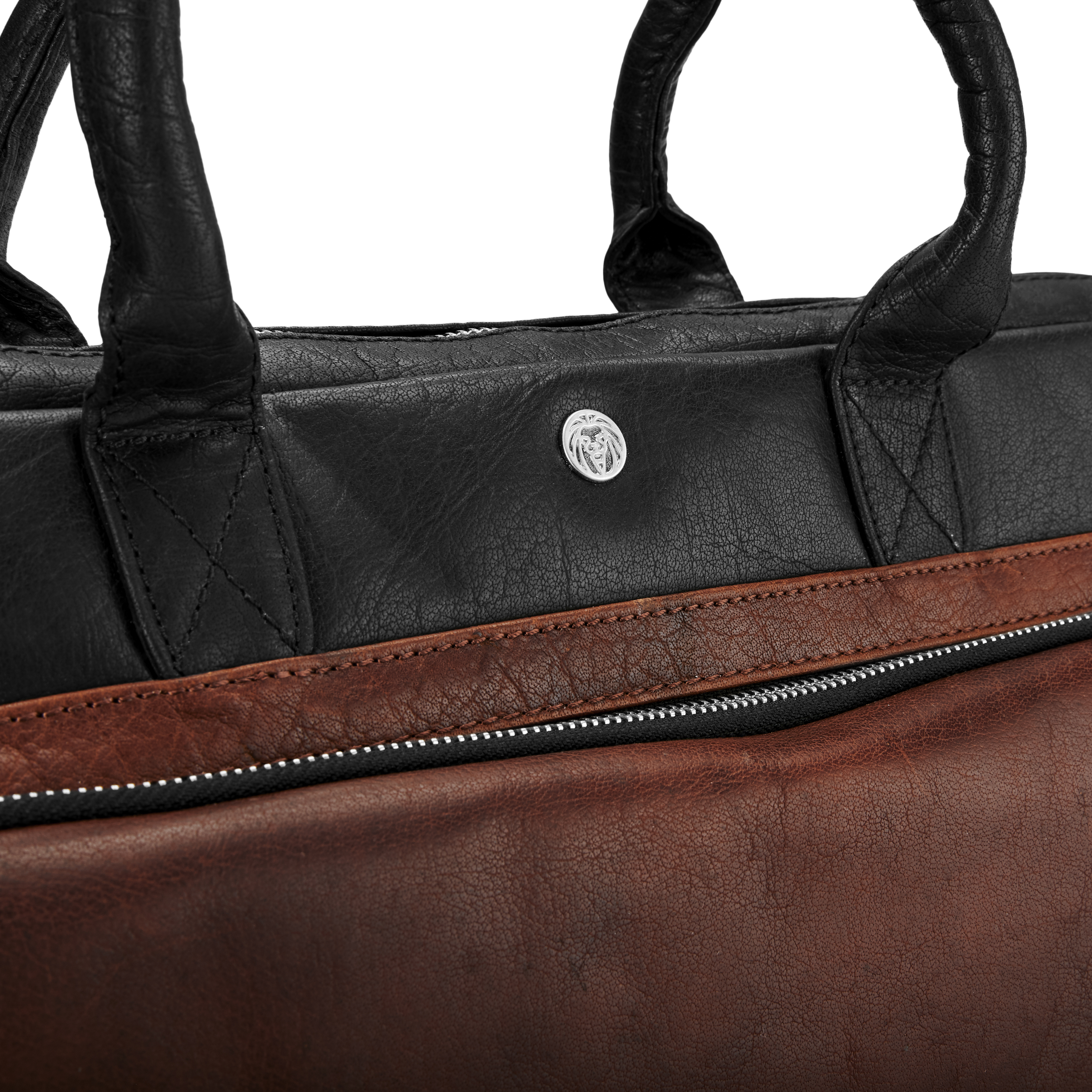 Montreal Schwarze & Hellbraune Leder Laptoptasche - 7