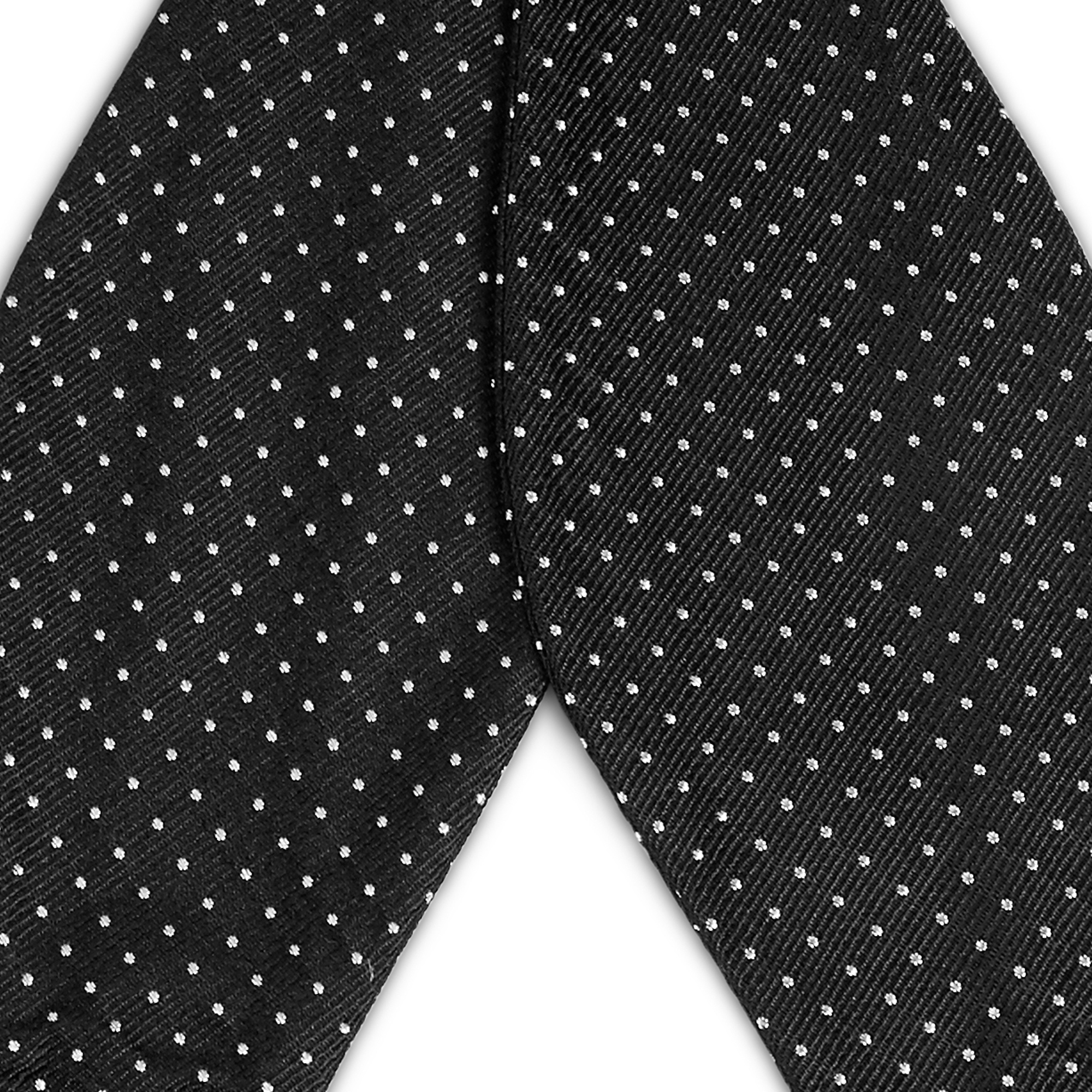 Papillon da annodare in seta nera con motivo a pois - 2