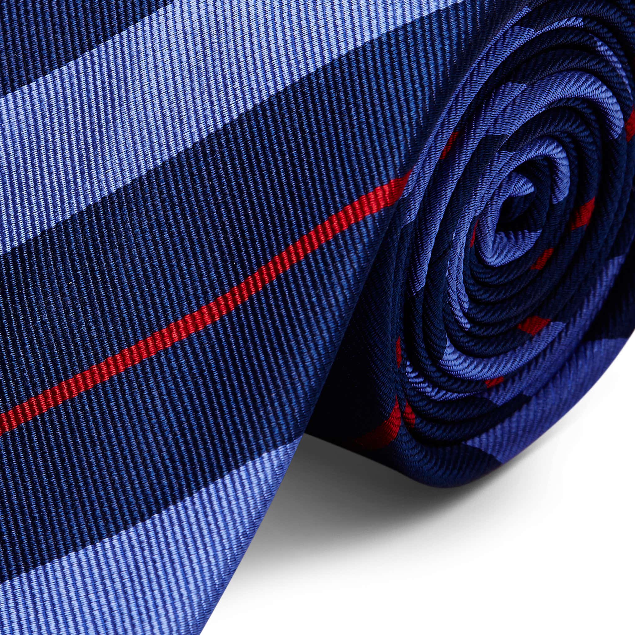 Wide Navy, Light Blue & Red Striped Silk Tie | In stock! | Trendhim