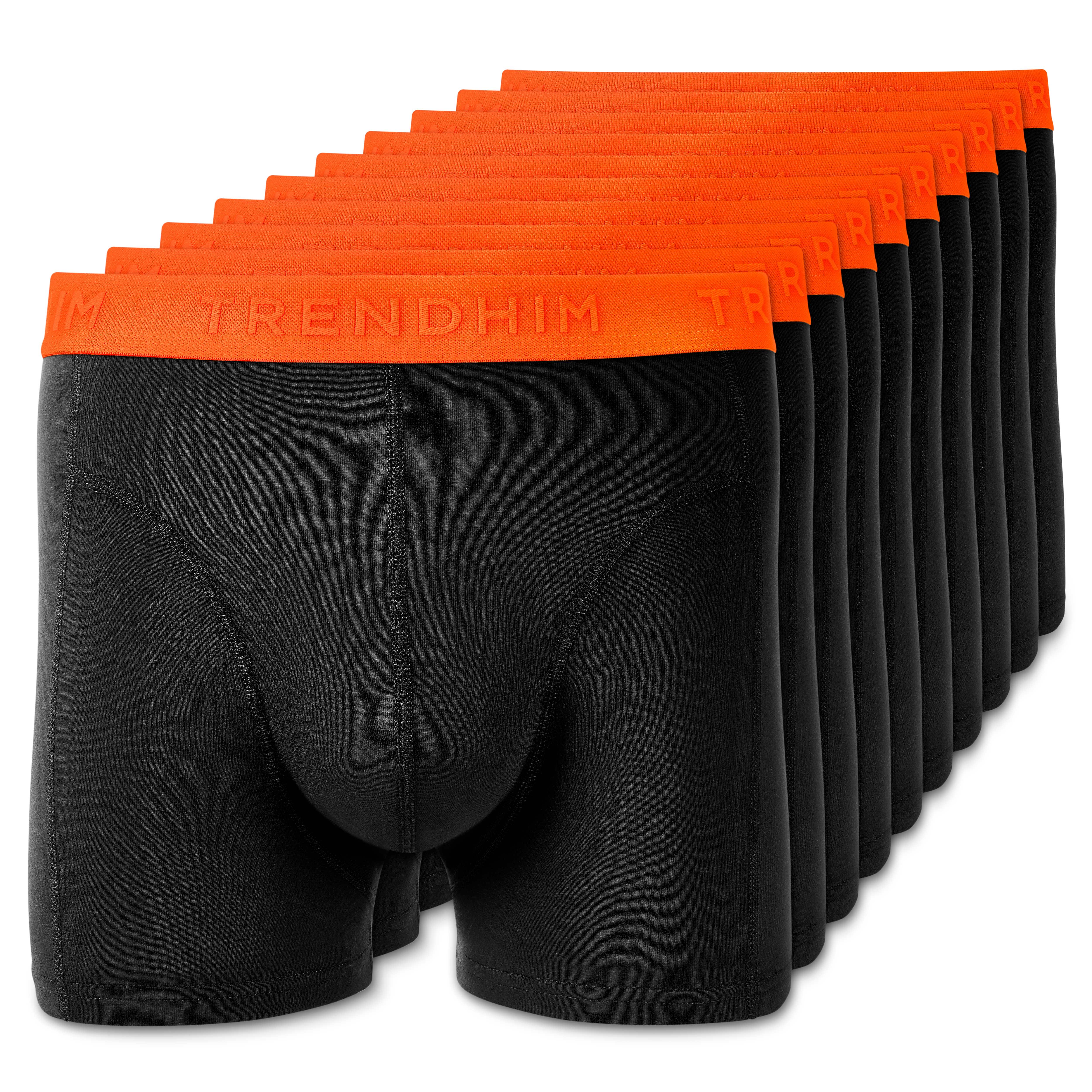 Medium - FlexFeel | 10-Pack Black Cotton Boxer Briefs with Neon Orange Waistband - 2