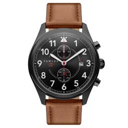 Fraser | Pilotní hodinky s chronografem v černé a hnědé barvě