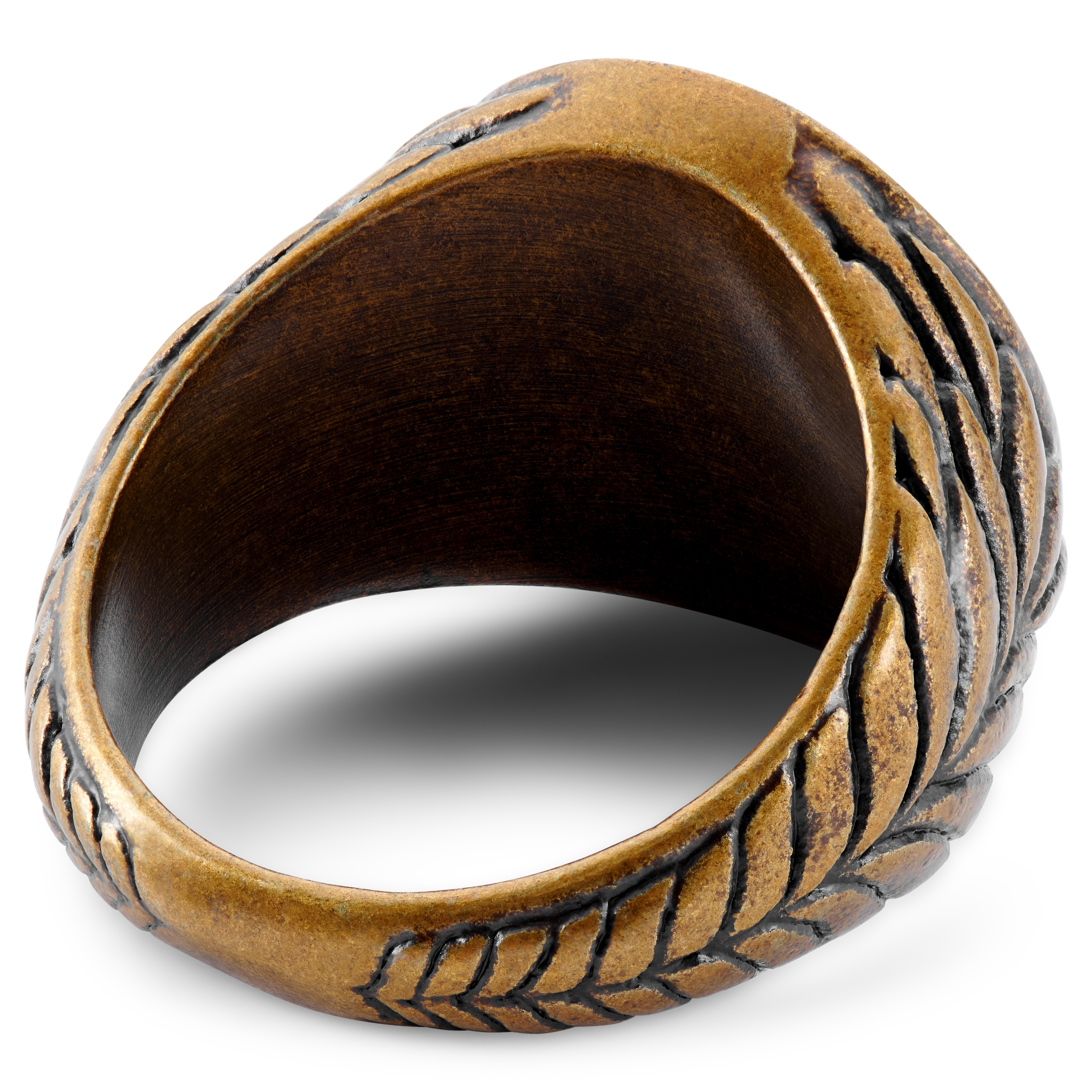 Obelius | Vintage Gold-tone Hercules Coin Signet Ring - 5