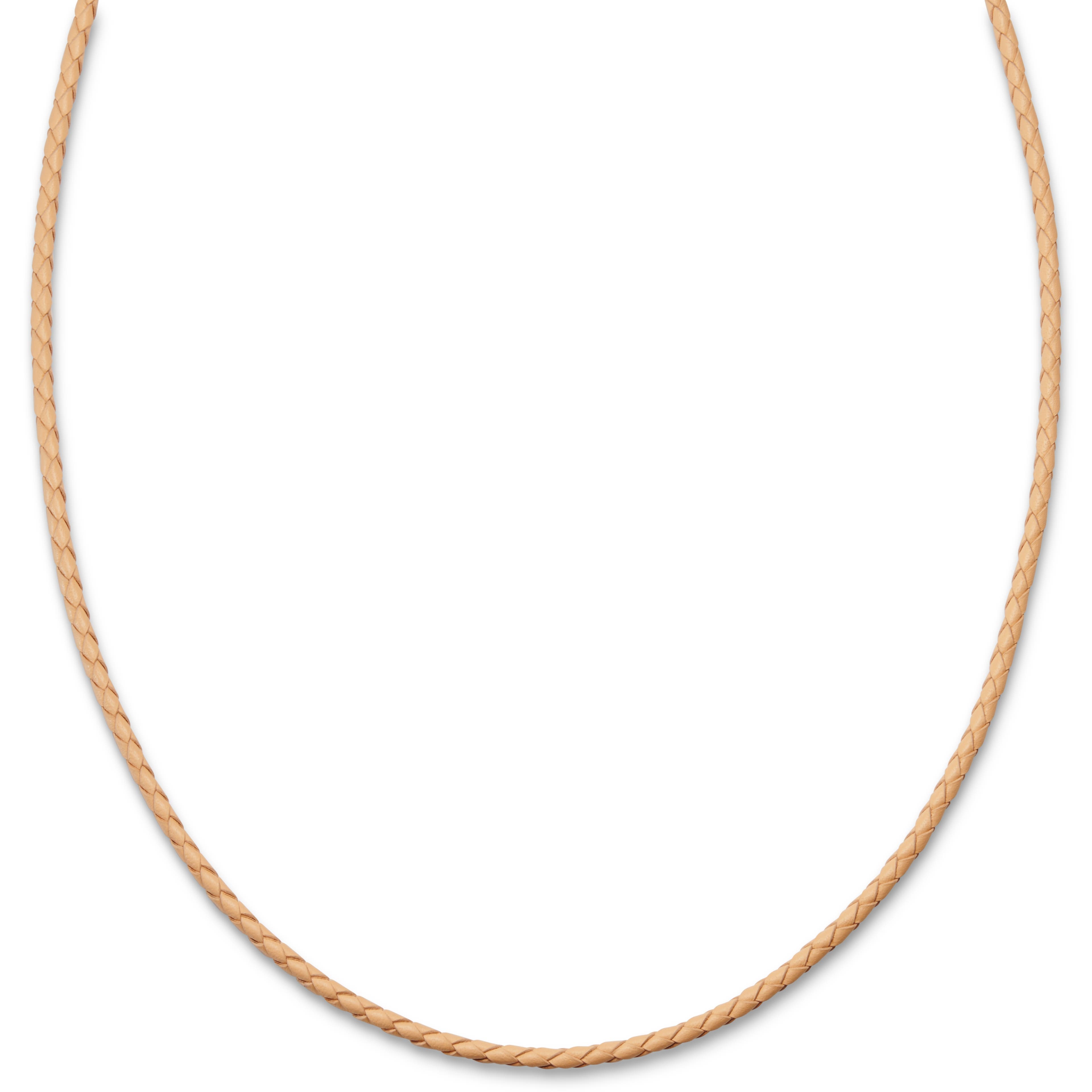 Tenvis | 3 mm Sandfarvet Læder Halskæde