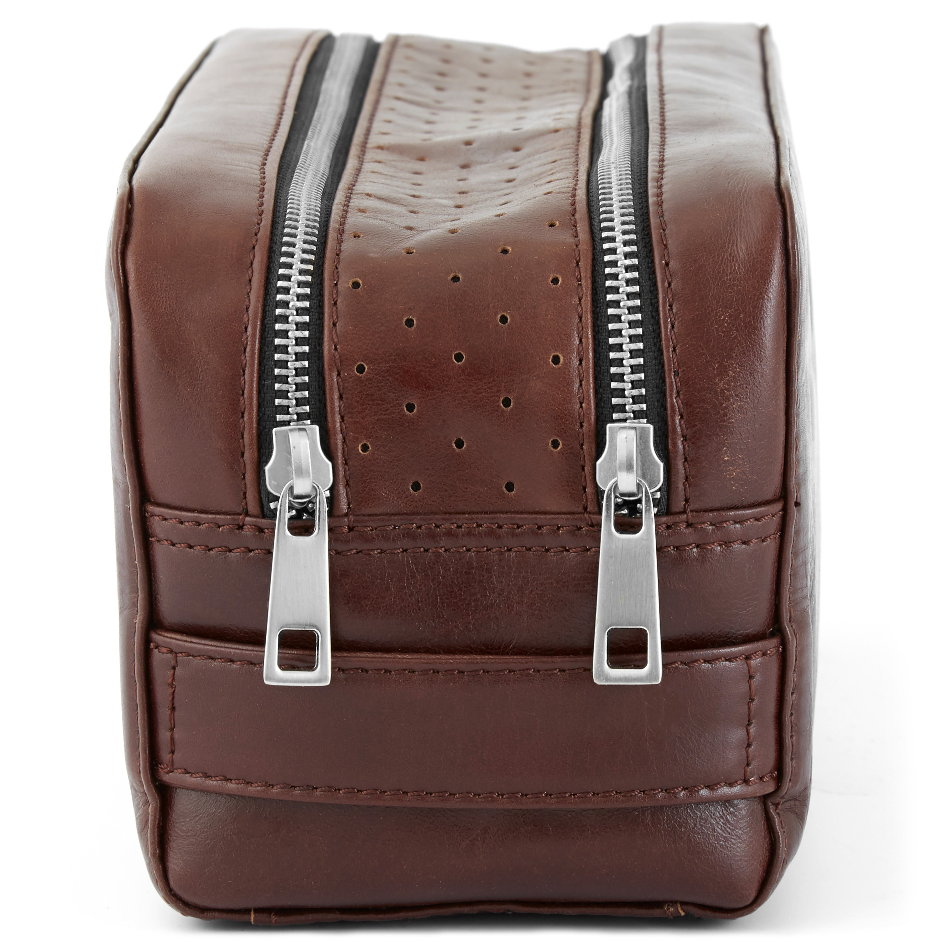 Brauner Doppelreißverschluss Jasper Kulturbeutel - 3