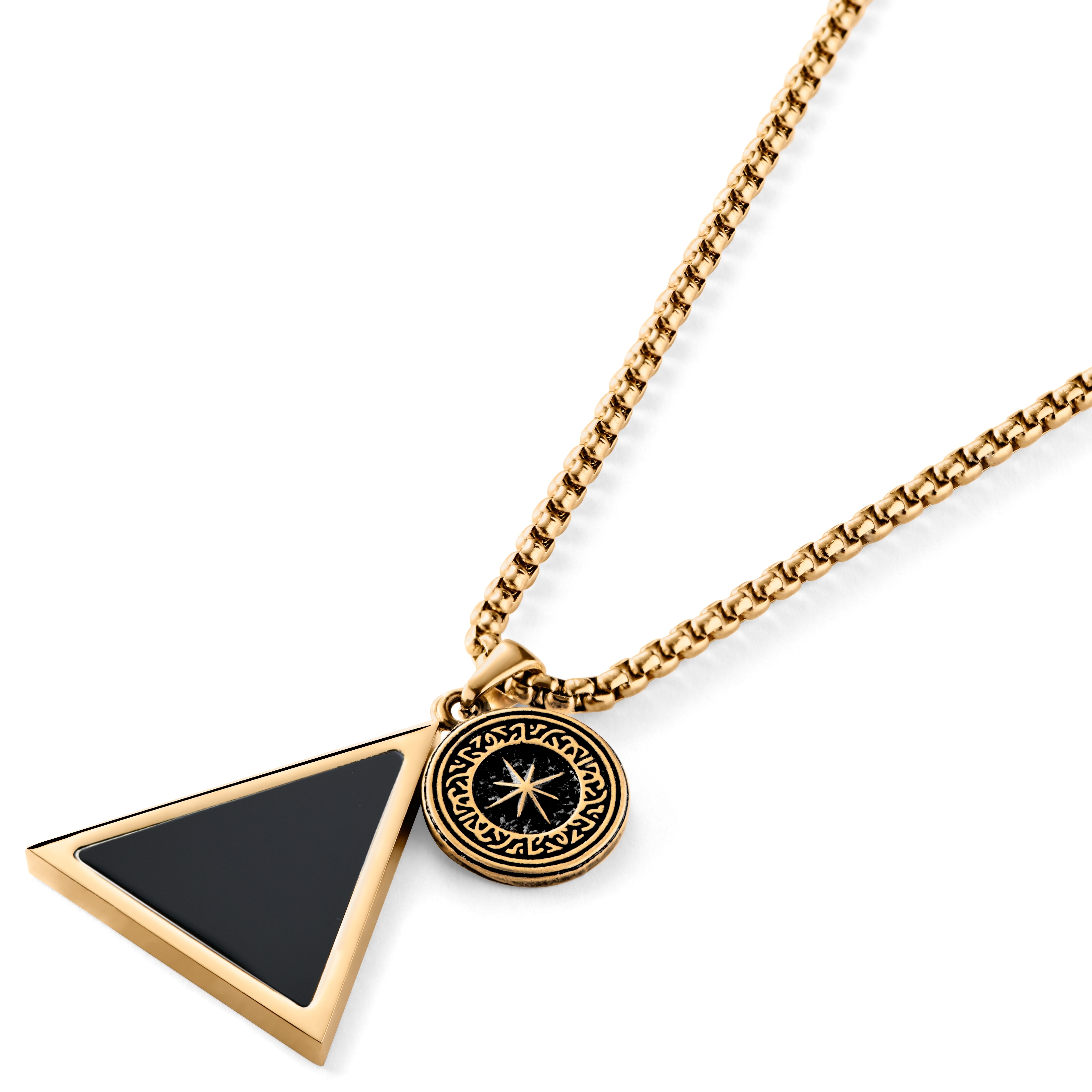 Orisun | Colar Dourado com Pendente Triangular em Ónix Preto - 4