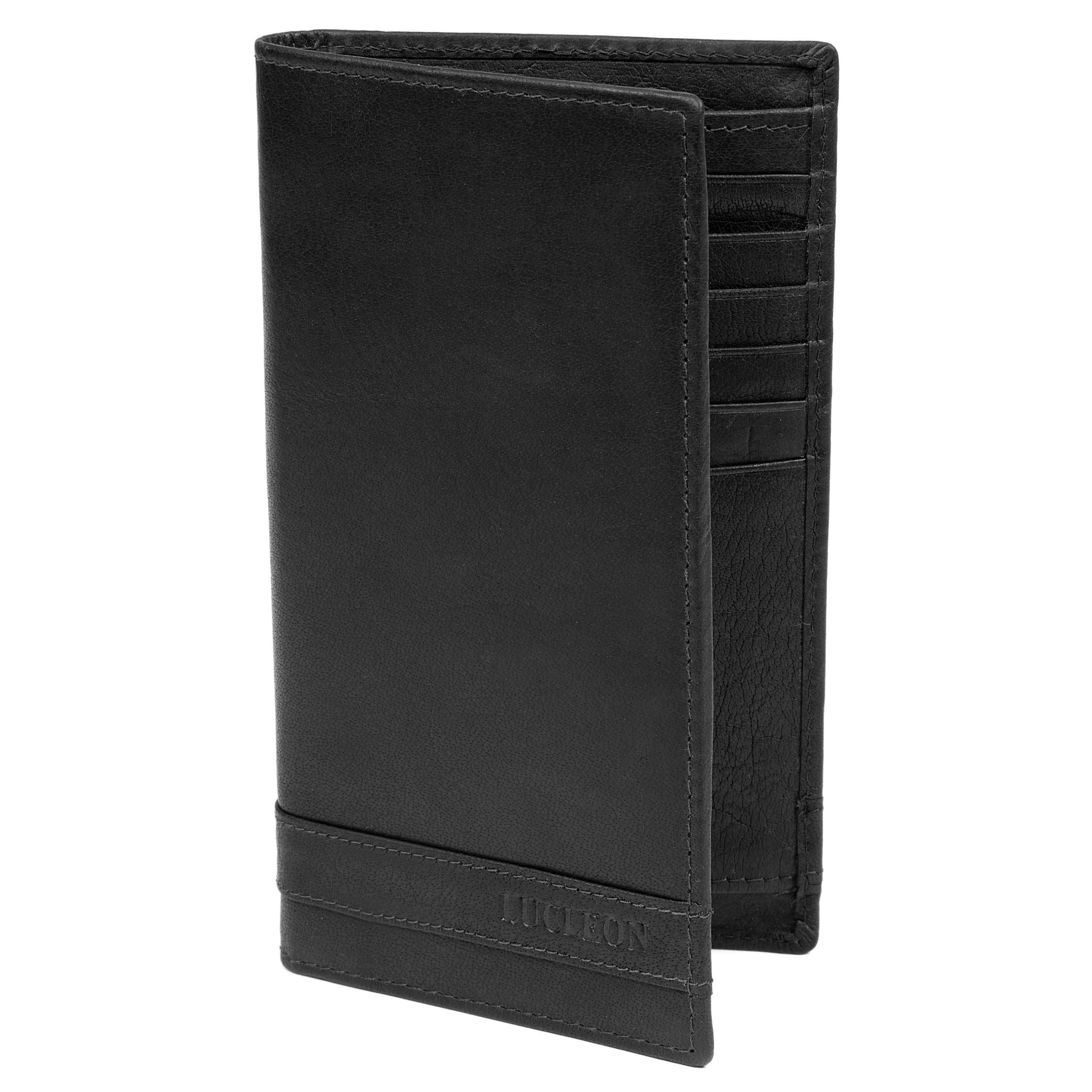 Дълъг черен кожен портфейл с RFID защита Montreal