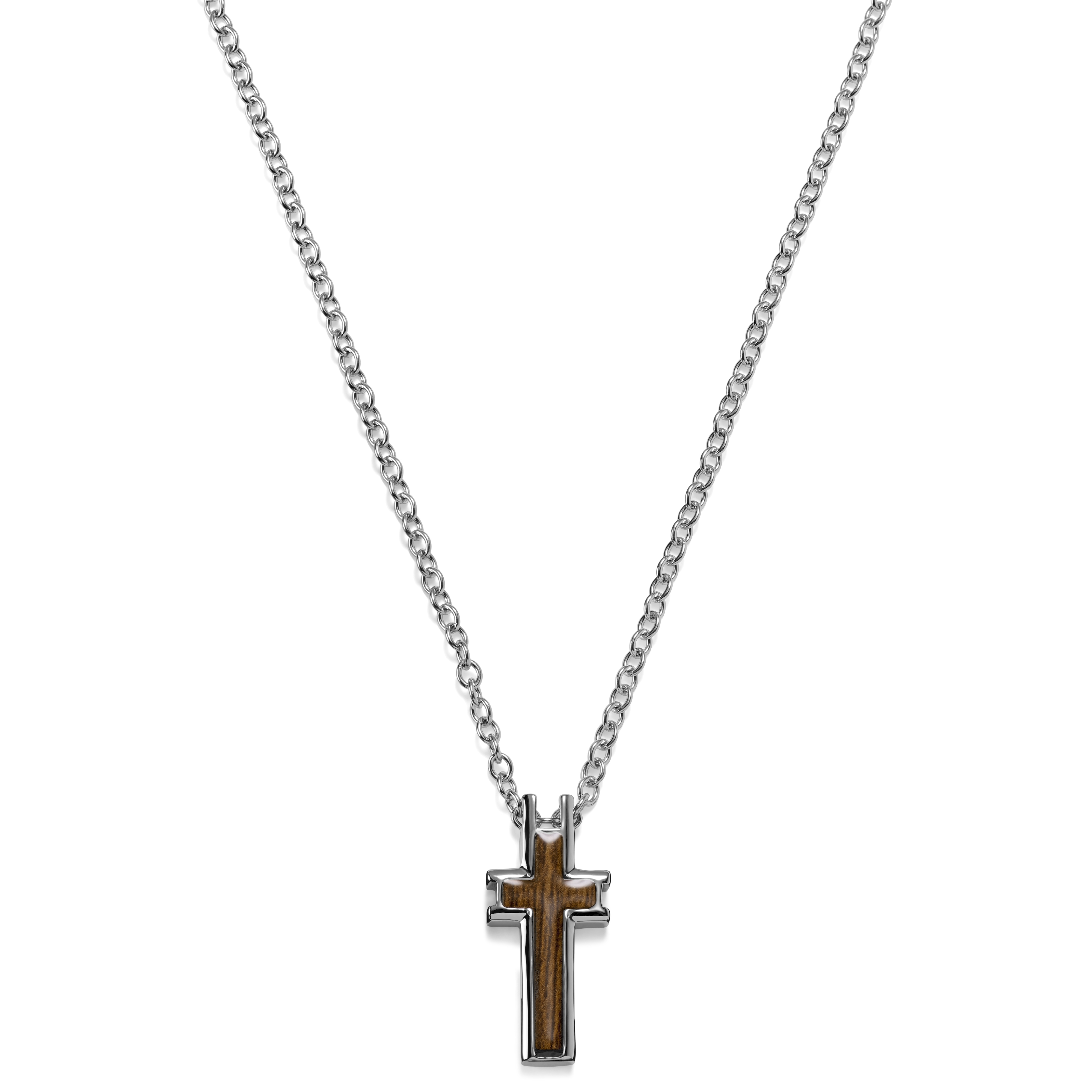 Copper-Toned Inlay Cross Necklace - 3